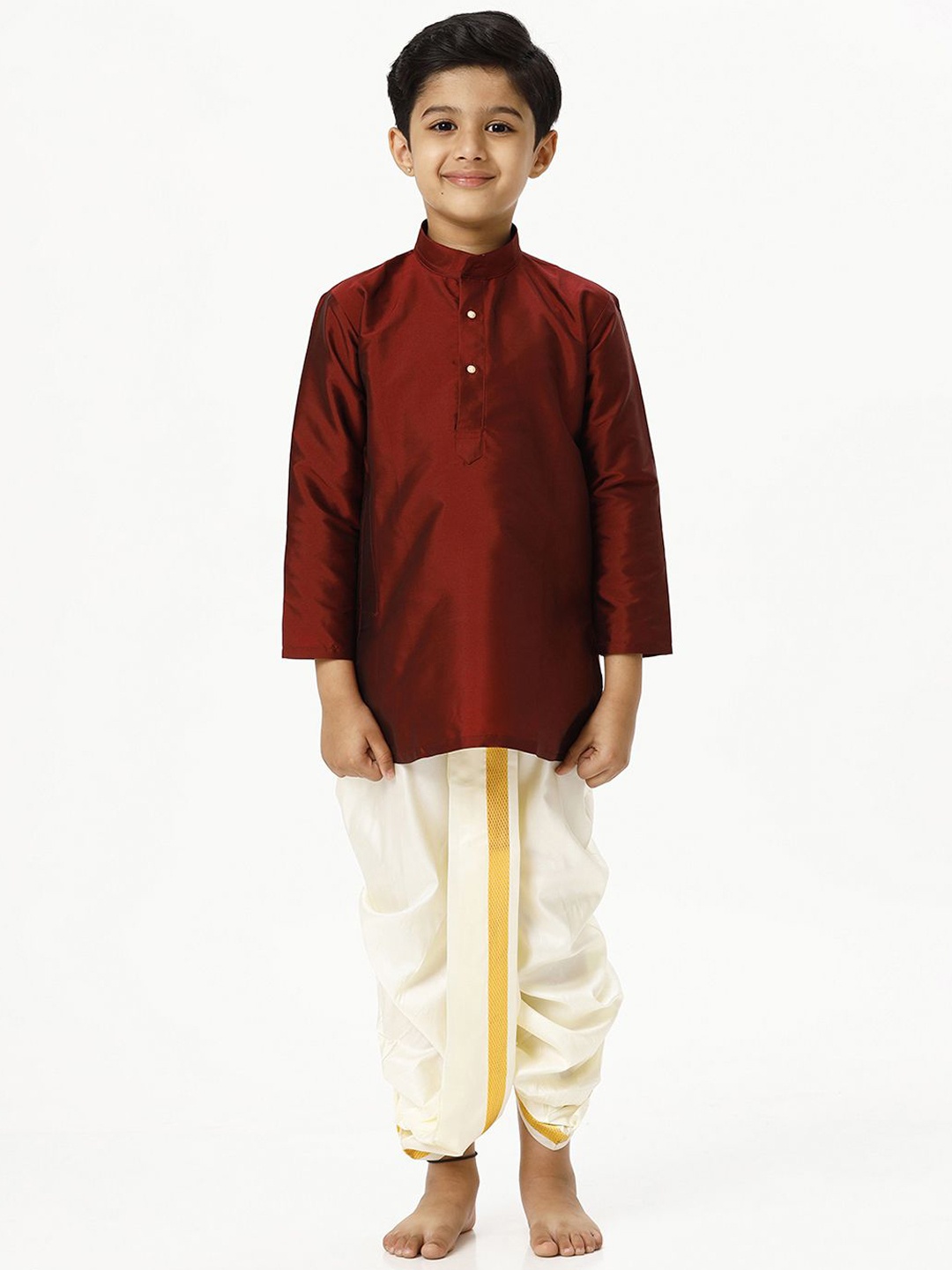 

Ramraj Boys Kurta With Panchakacham, Maroon