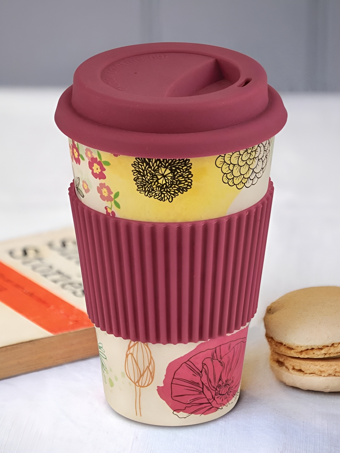 

Freelance Red & Cream 2 Pieces Floral Bamboo Travel Cups And Mugs