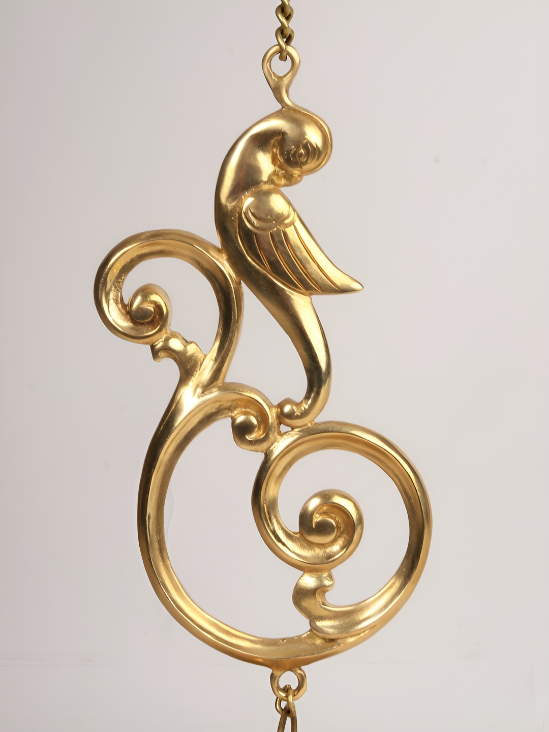 

Exotic India 37" Designer Hanging Parrot Lamp in Brass, Gold