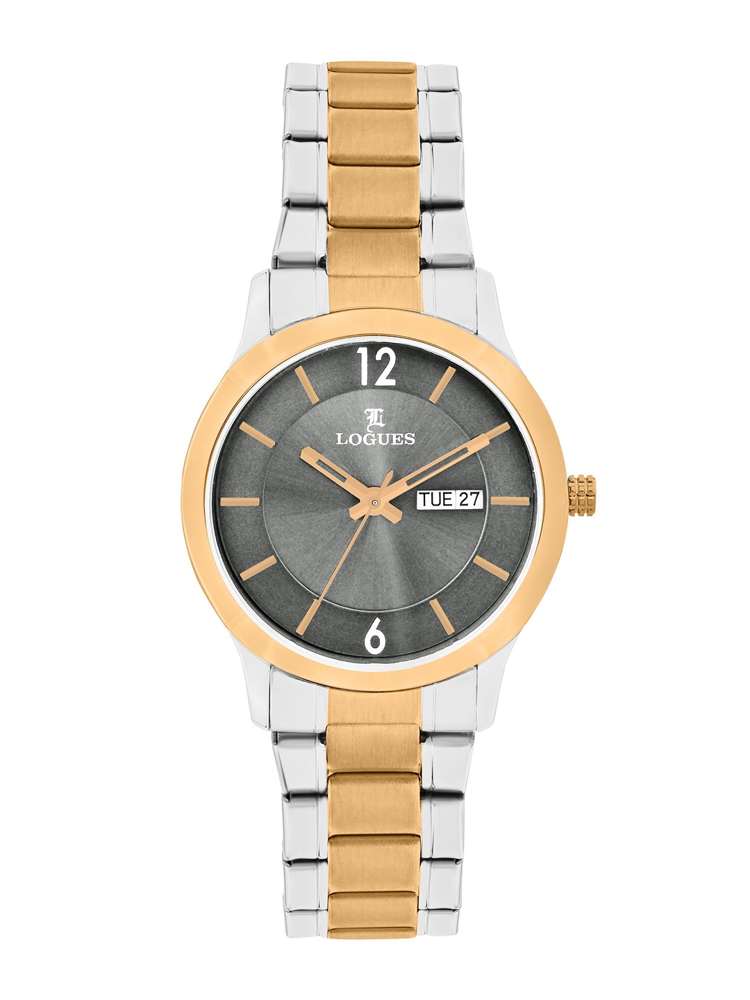 

L LOGUES Men Brass Dial & Bracelet Style Straps Analogue Watch G E-456 BWMD-27, Rose gold