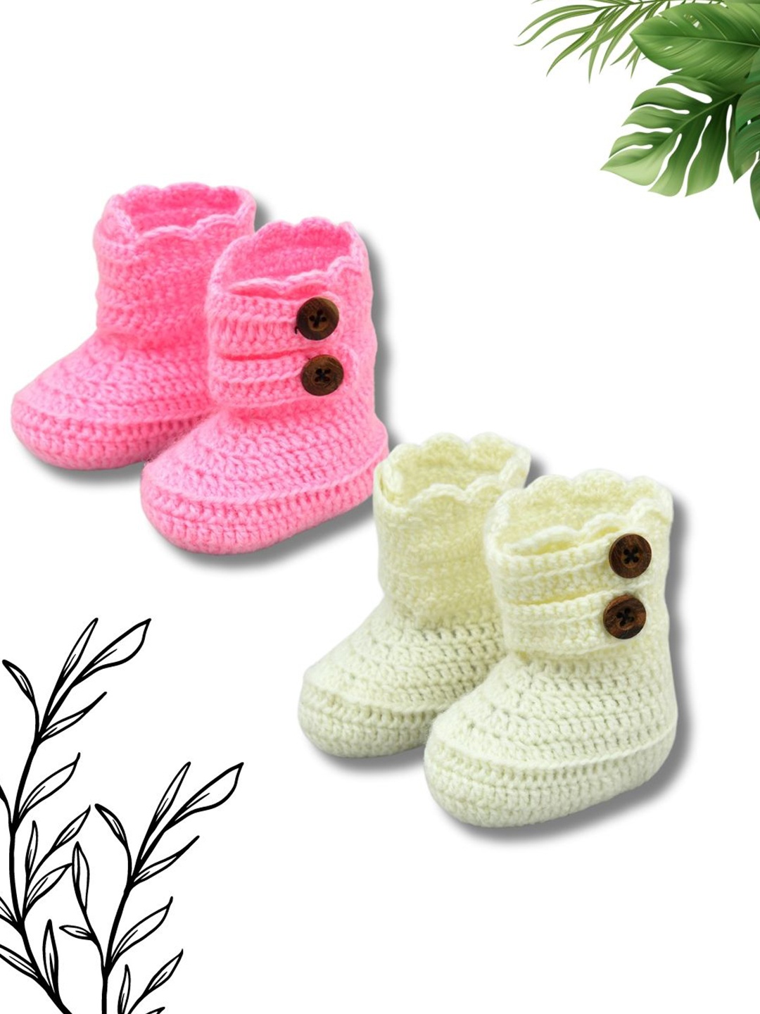 

FUNKRAFTS Girls Pure Wool Booties, Pink