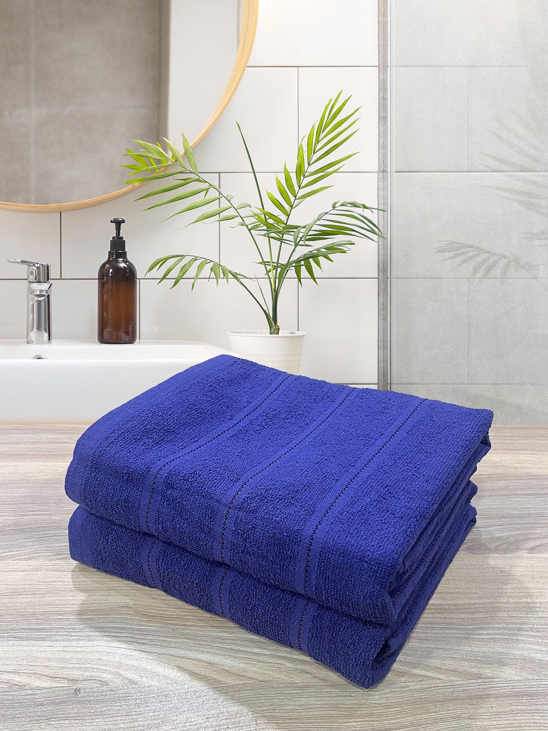 

LABHAM Navy Blue 2 Pieces Pure Cotton 300 GSM Bath Towel