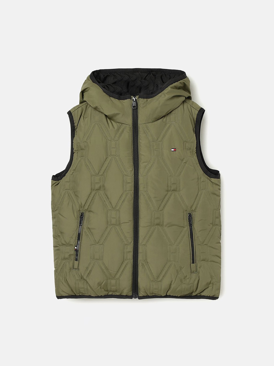 

Tommy Hilfiger Boys Solid Windcheater Quilted Jacket, Olive
