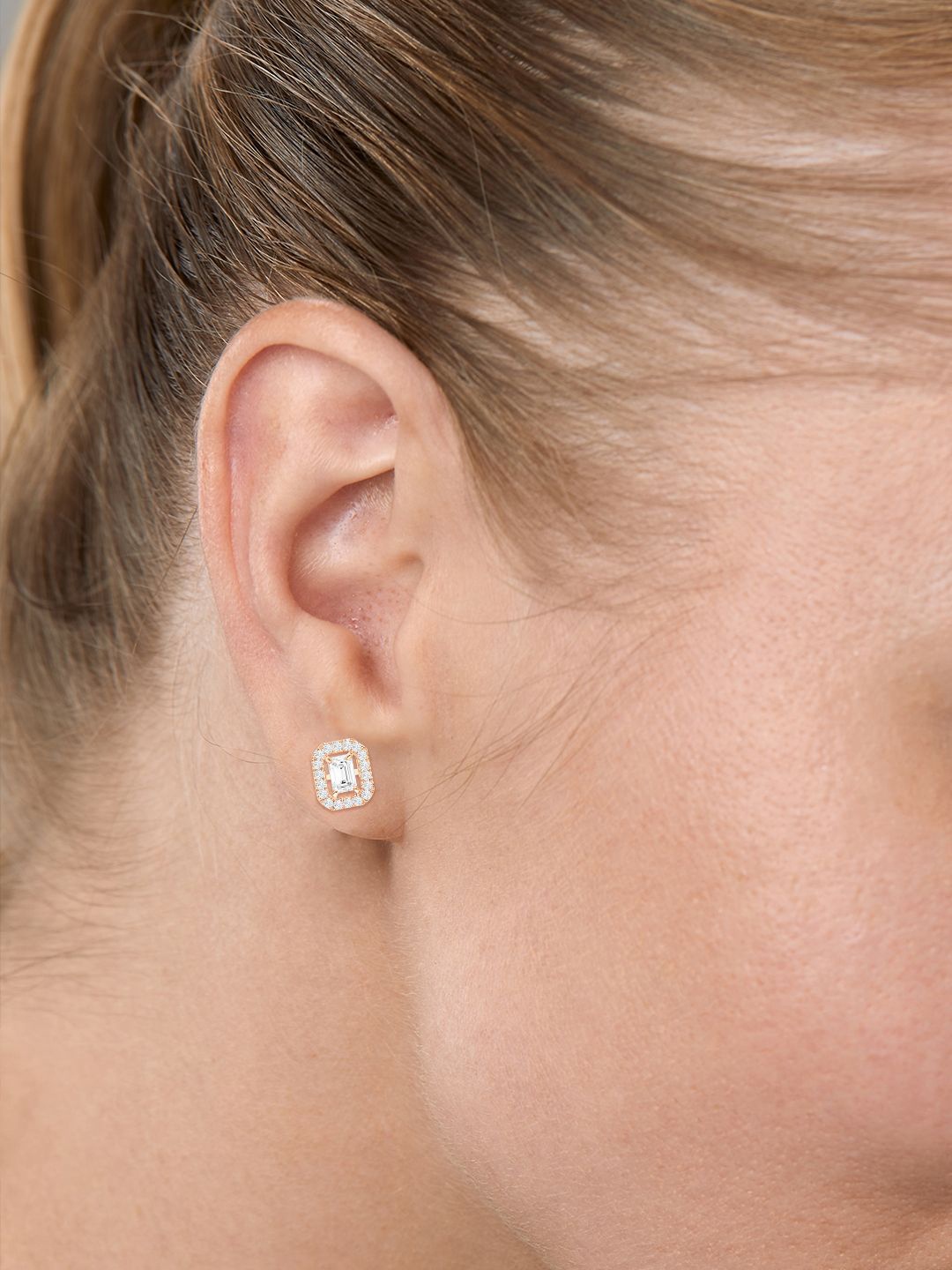 

MINUTIAE Rose Gold Plated Kundan Geometric Studs