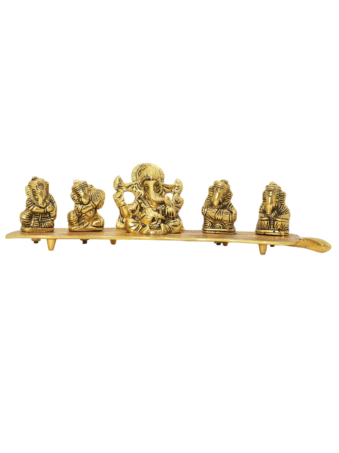 

INTERNATIONAL GIFT Gold Toned Aluminium Musical Ganesh Idol With Luxury Velvet Box