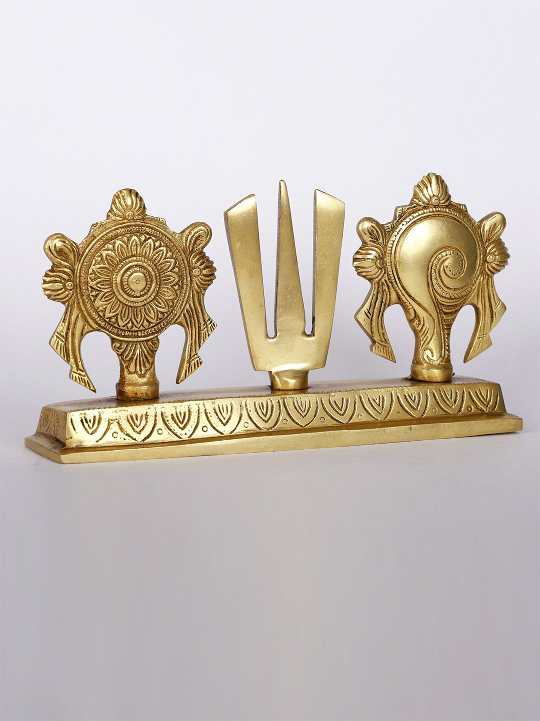 

Exotic India Gold Toned Brass Vaishnava Symbols Showpiece