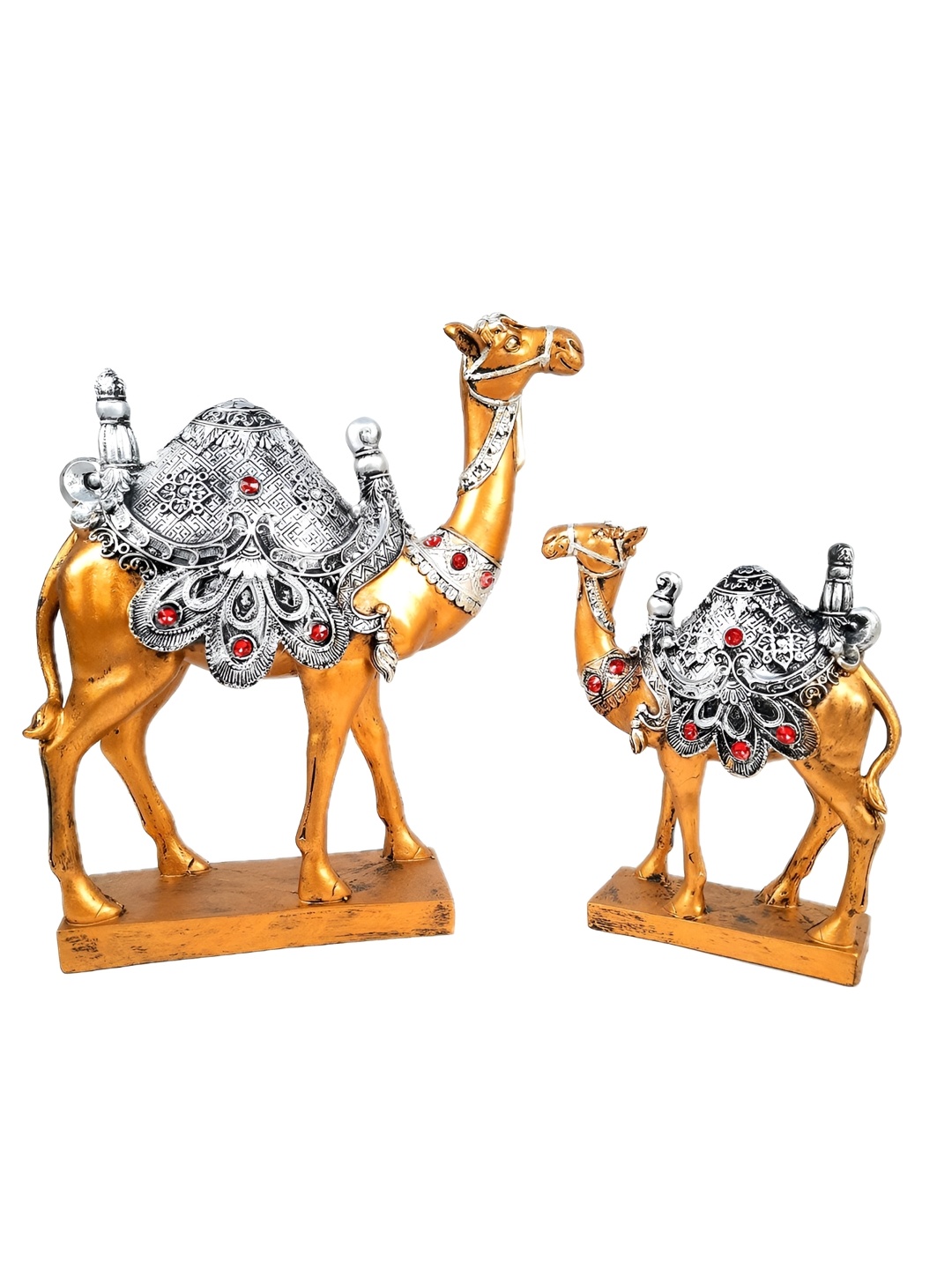 

apka mart 2 Pieces Gold-Toned & Silver-Toned Birds And Animals Medium Figurine Showpieces