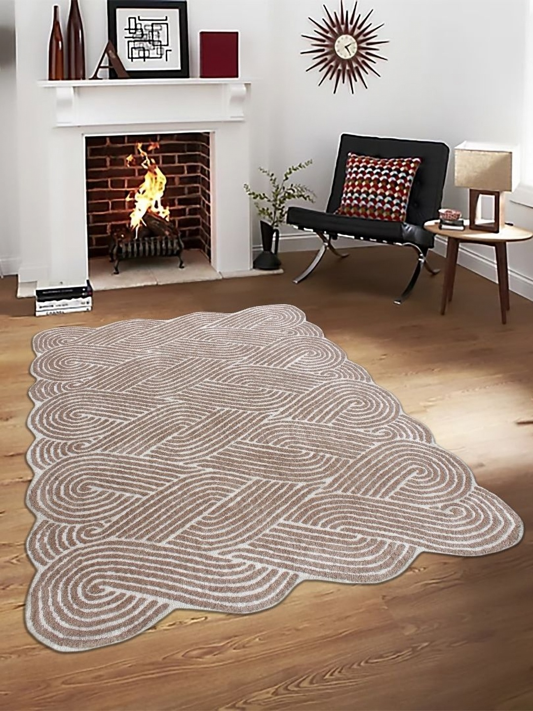 

MULTITEX Off White & Tan Geometric Anti-Skid Carpet