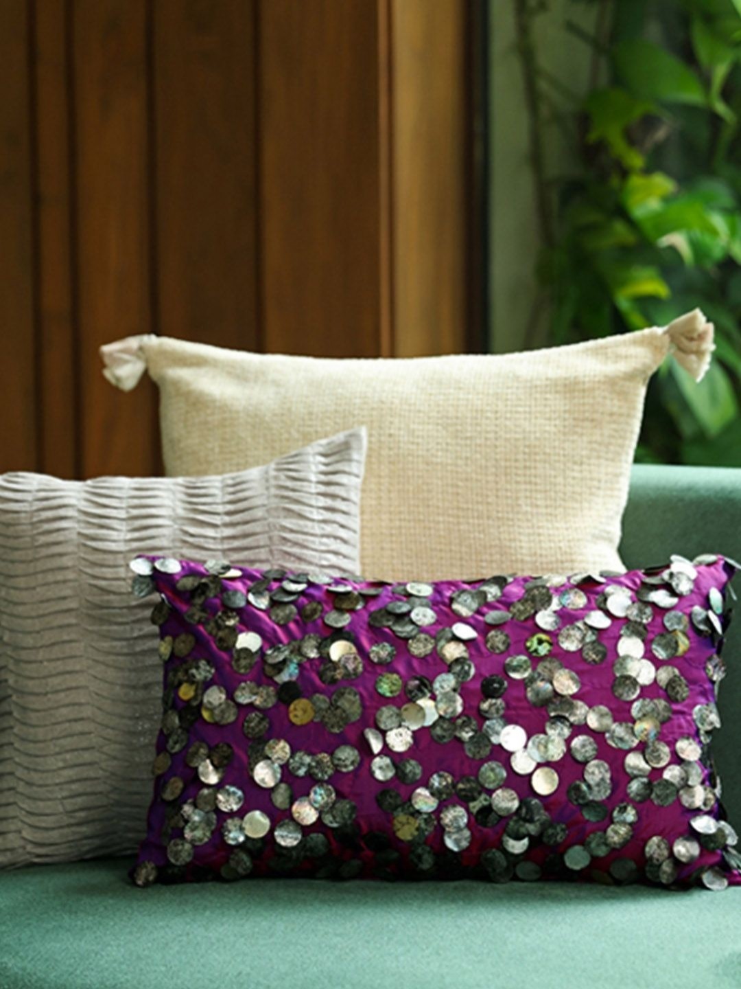 

ONSETHOMES Cream-Coloured Textured Square Cushion Covers