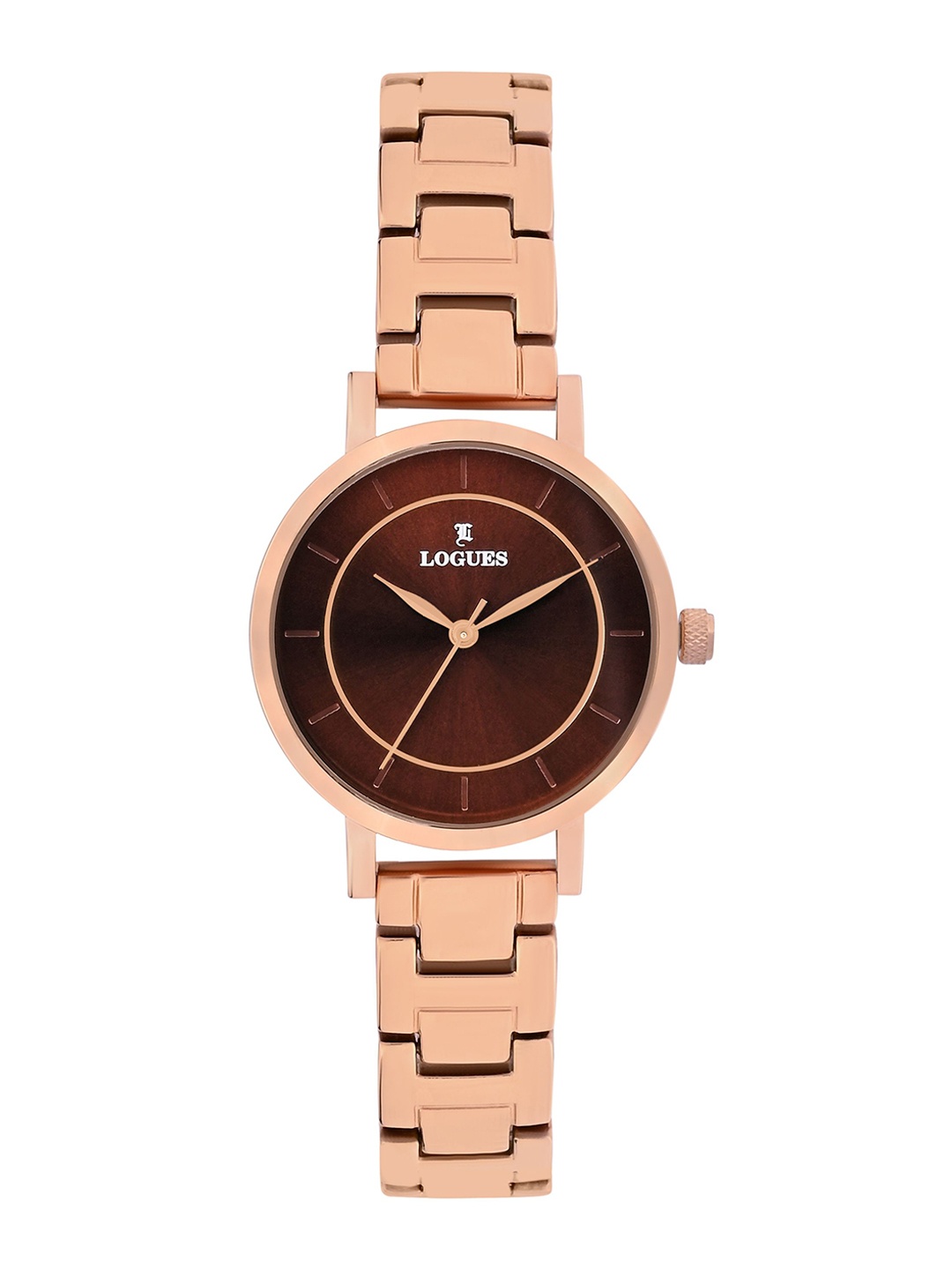 

L LOGUES Women Brass Dial & Bracelet Style Straps Analogue Watch L E-796 WM-05, Rose gold