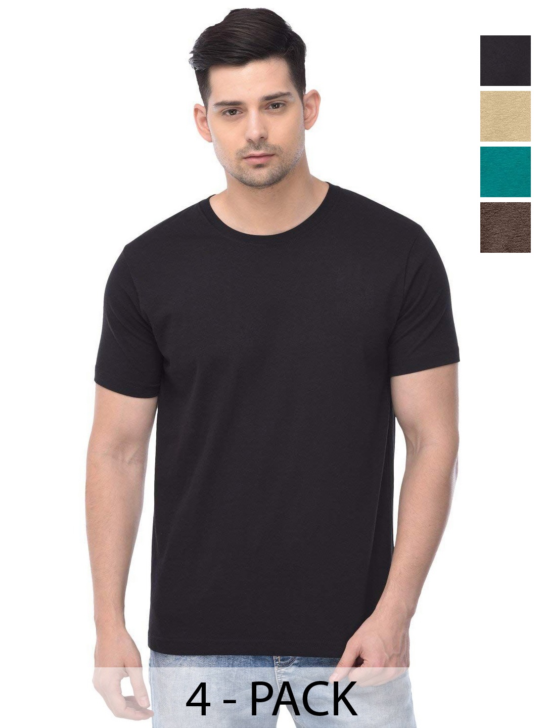 

COLOR CAPITAL Unisex Pack Of 4 Cotton T-Shirts, Na