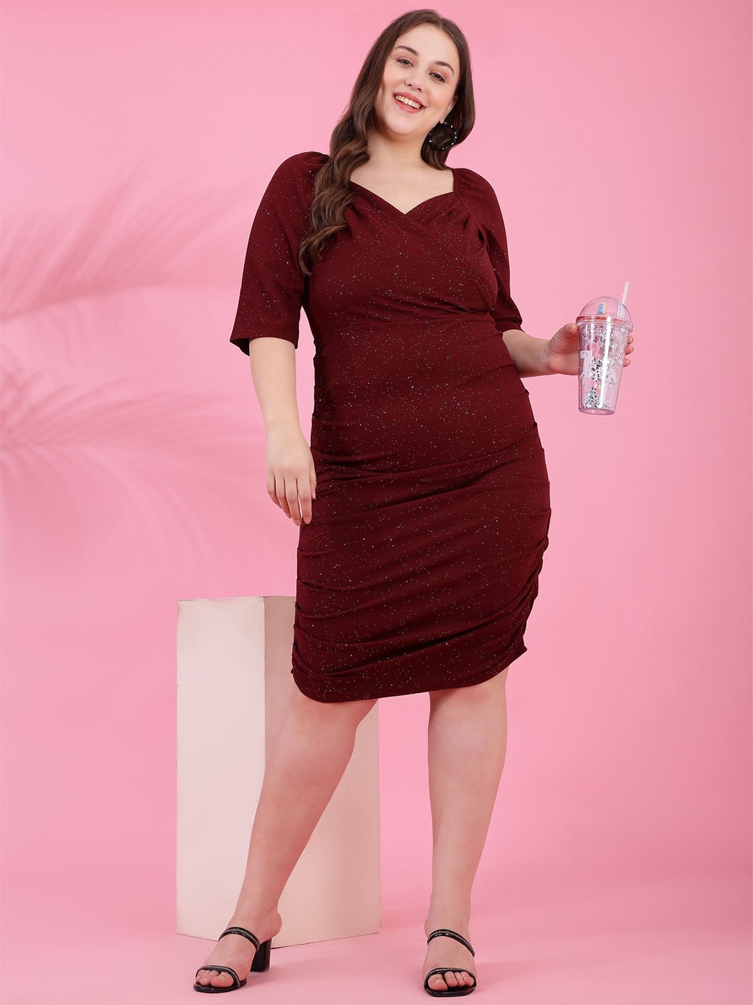 

DressBerry Curve Embellished Bodycon Dress, Maroon