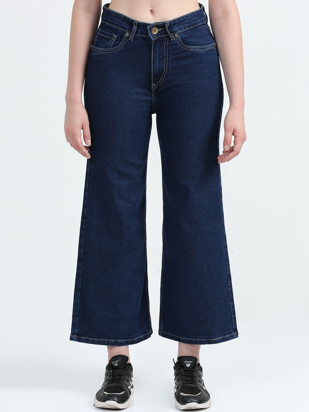 

Mast & Harbour Women Comfort Wide Leg High-Rise Stretchable Jeans, Blue