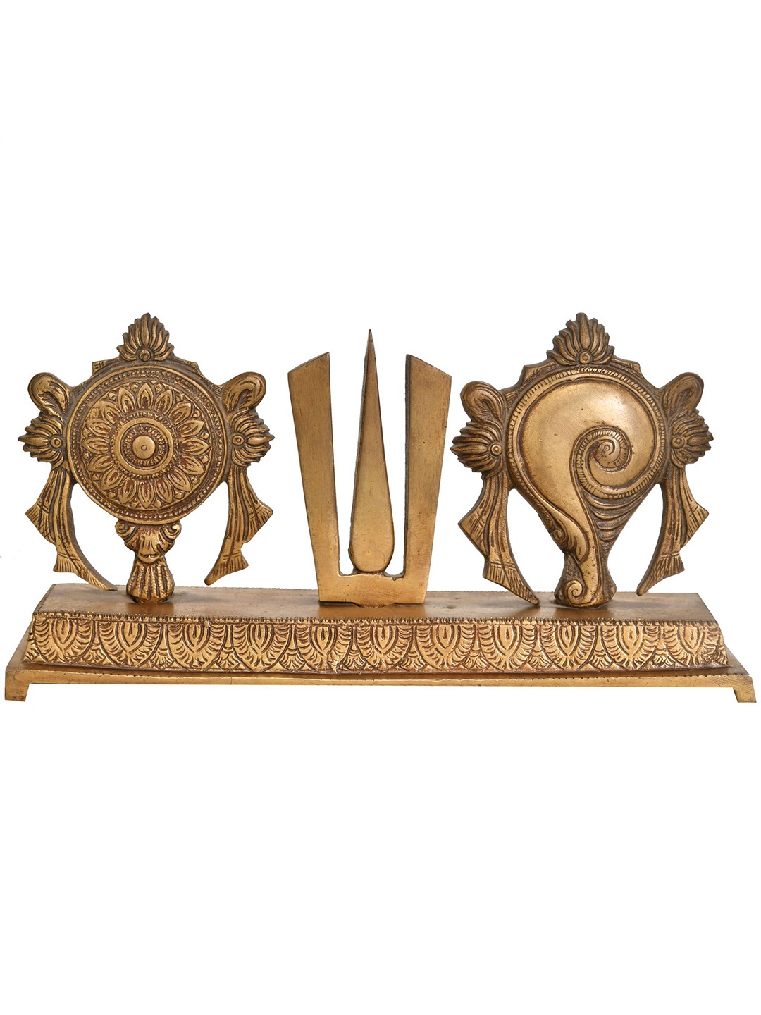 

Exotic India 4" Brass Vaishnava Symbols, Gold