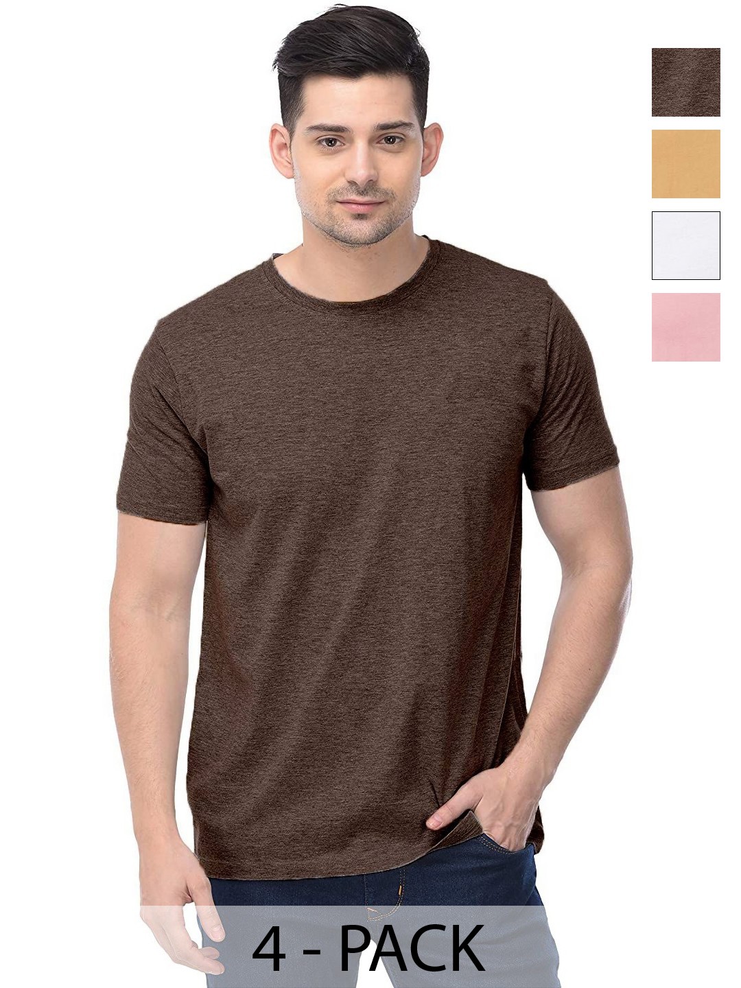 

COLOR CAPITAL Unisex Pack Of 4 Cotton T-Shirts, Na