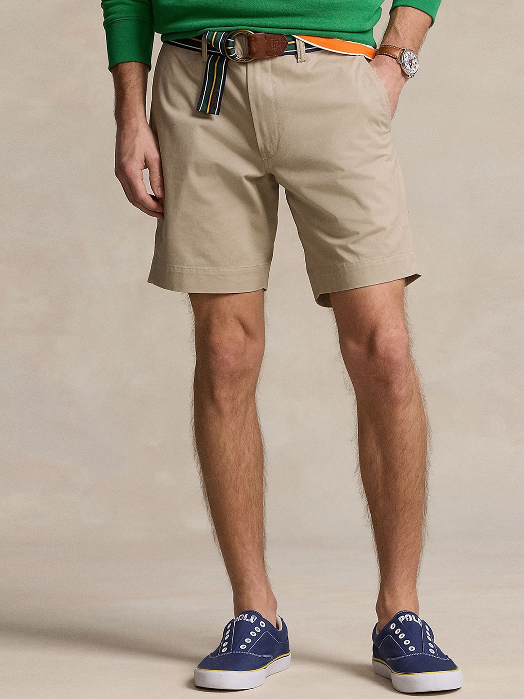 

Polo Ralph Lauren Men Solid Straight Fit Chino Shorts, Beige