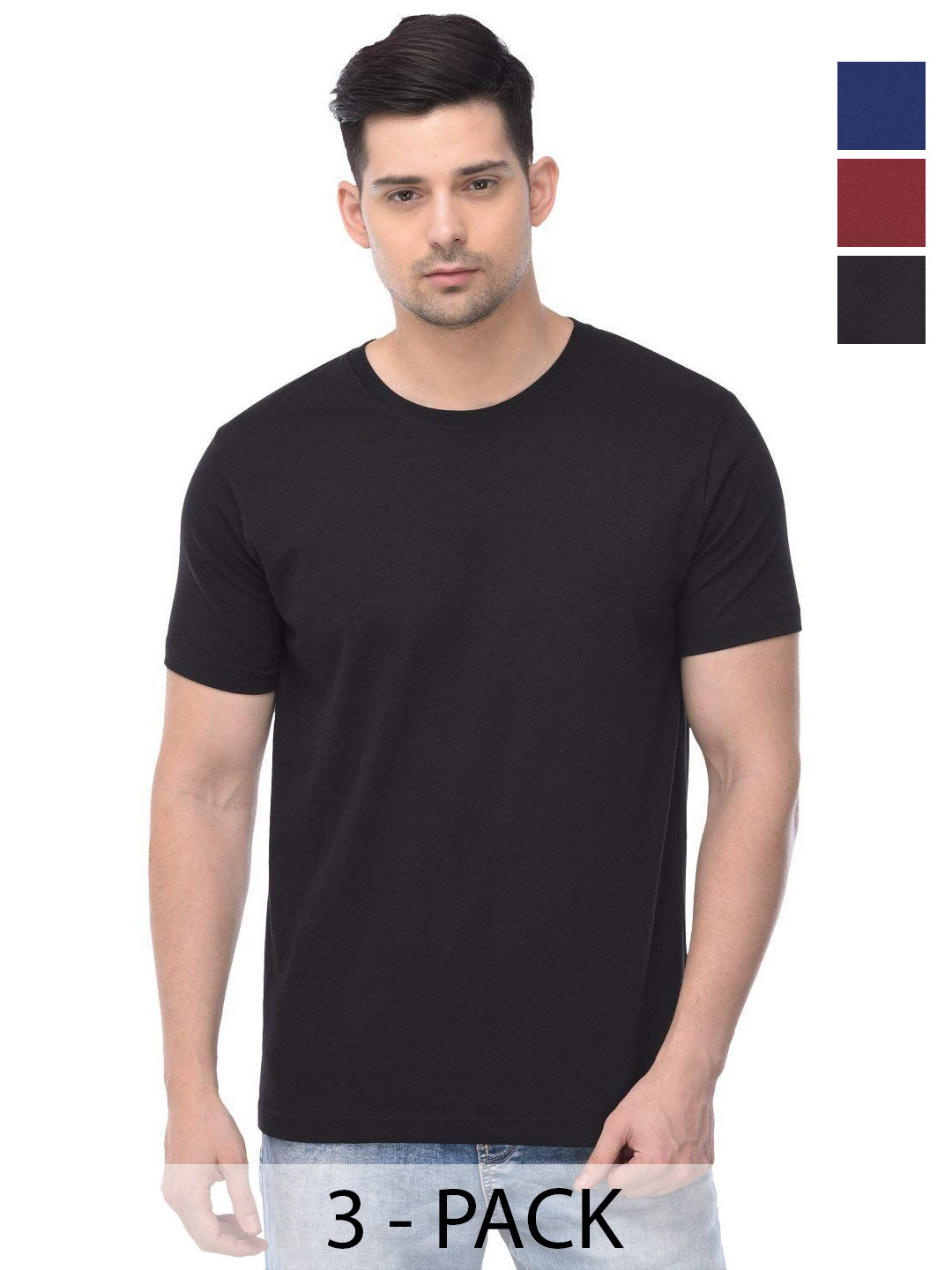 

COLOR CAPITAL Unisex Solid Round Neck Cotton T-Shirts, Na