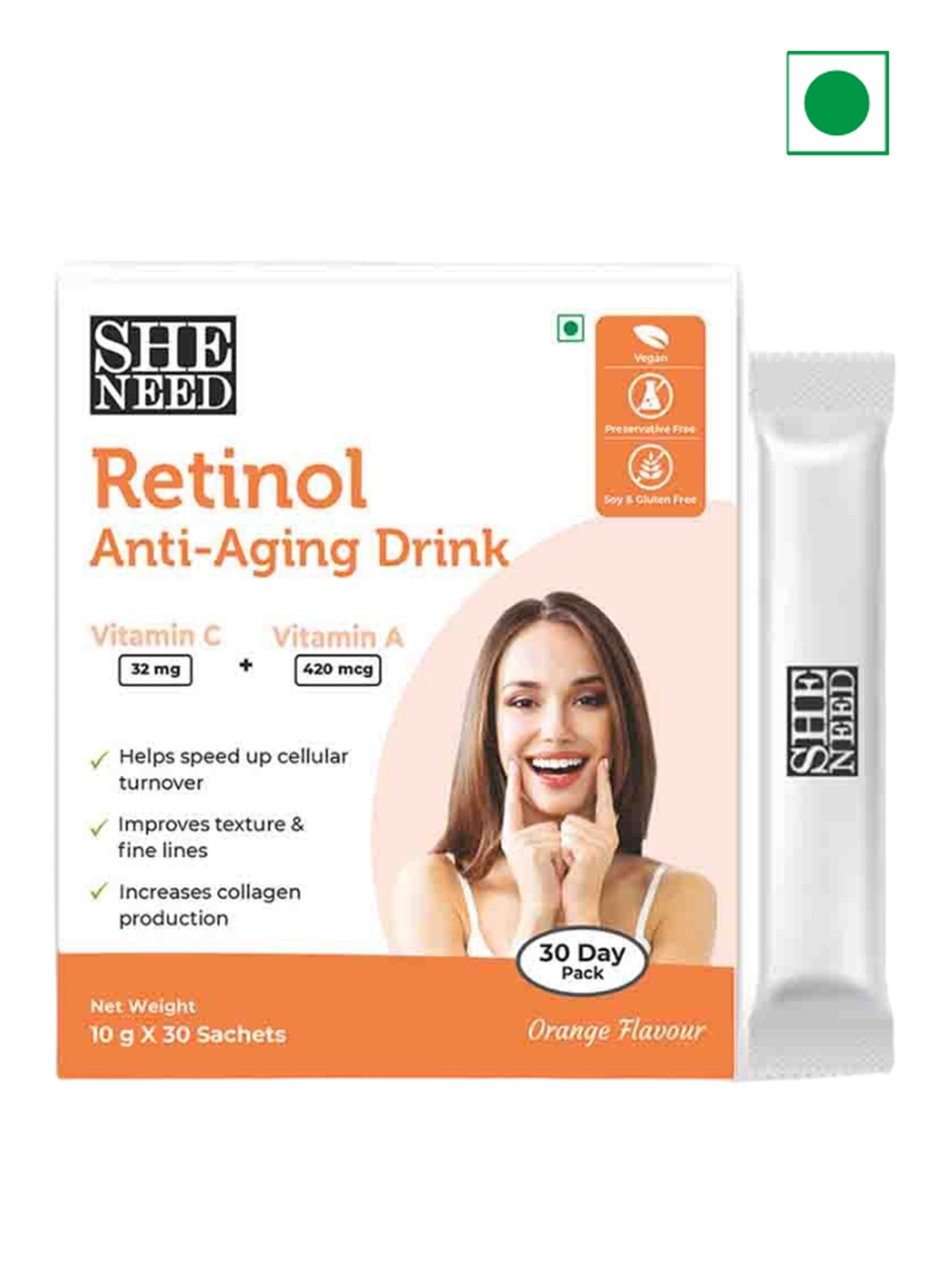 

SHENEED Set Of 30 Retinol Activated Anti-Aging Drink- 10g Each, White