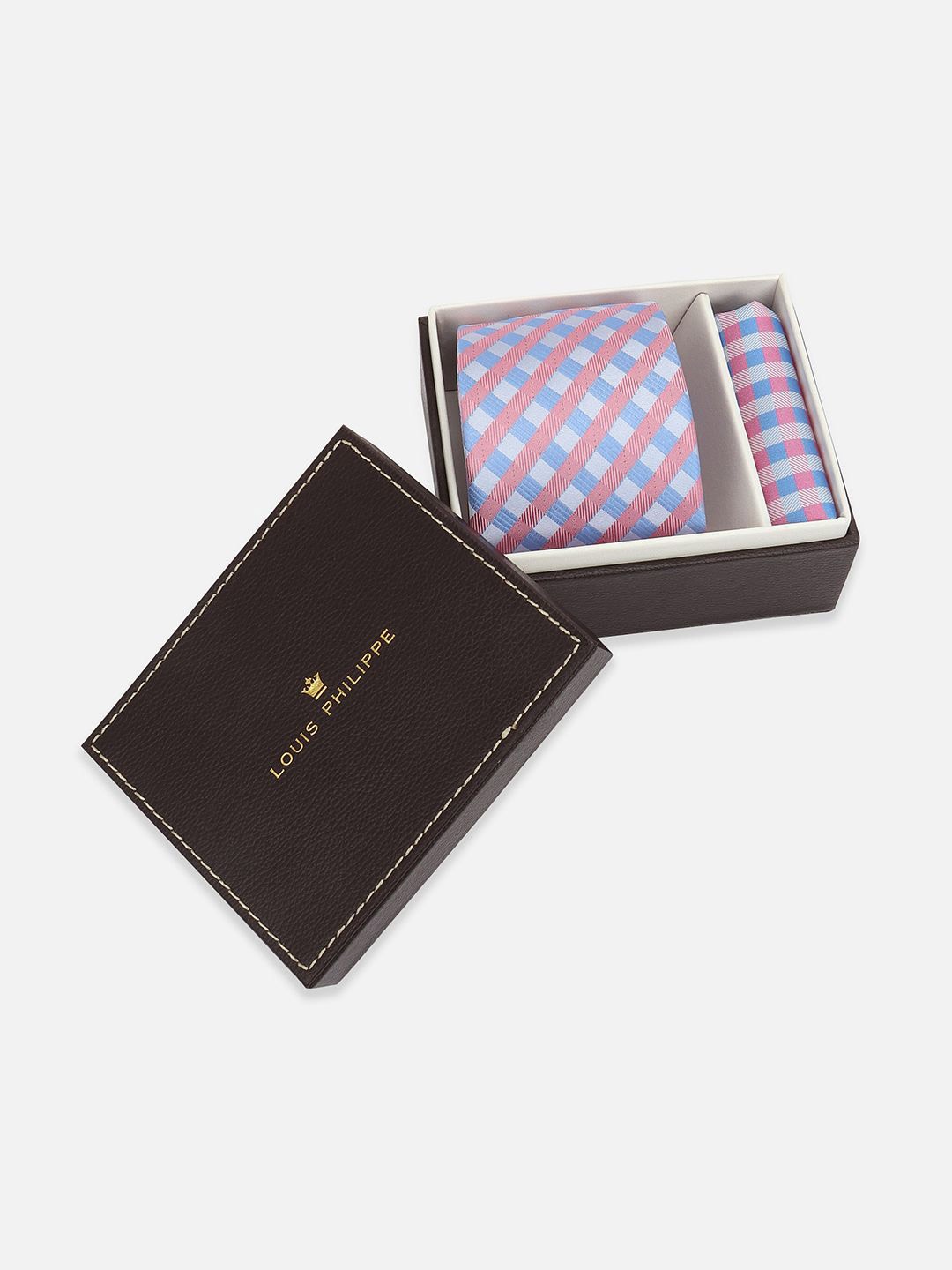 

Louis Philippe Men Accessory Gift Set of Tie and Pocket Square, Blue