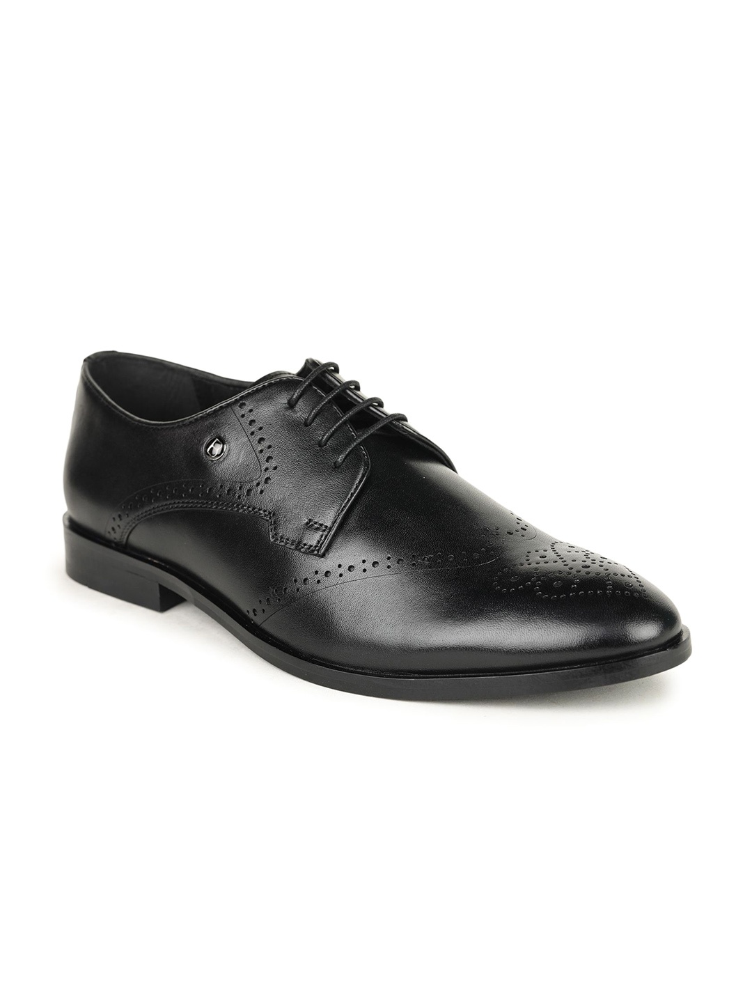 

BRITMEN Men Textured Leather Derbys, Black