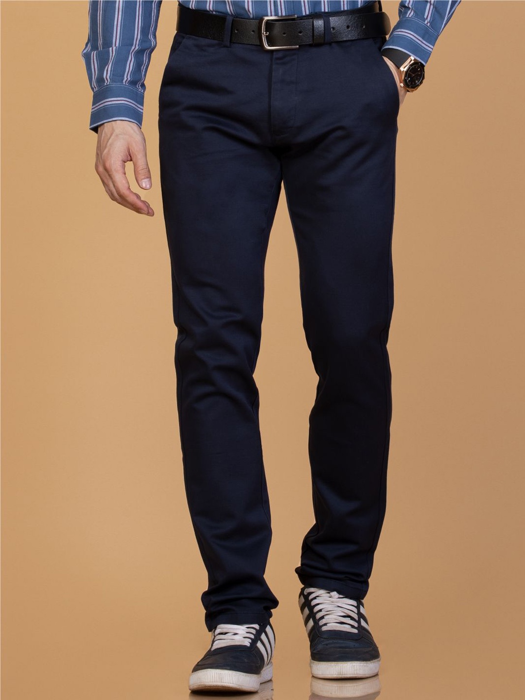 

Monterrey SF Men Smart Slim Fit Easy Wash Trousers, Blue
