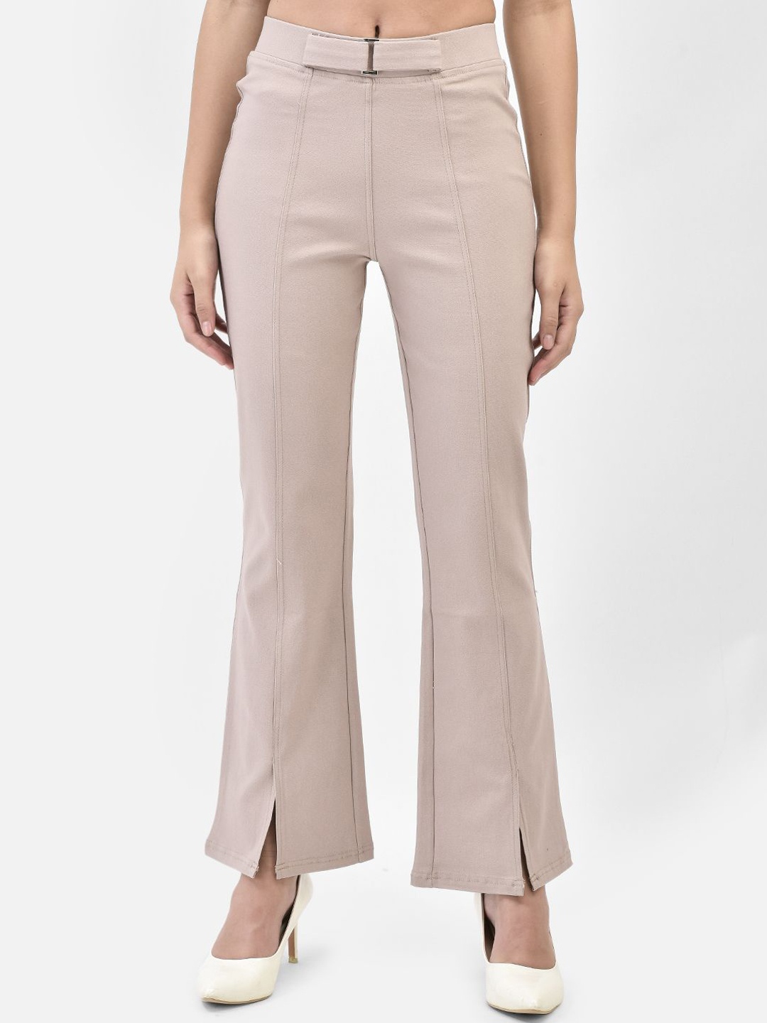 

FUTURO Women Super Flared High-Rise Trousers, Peach