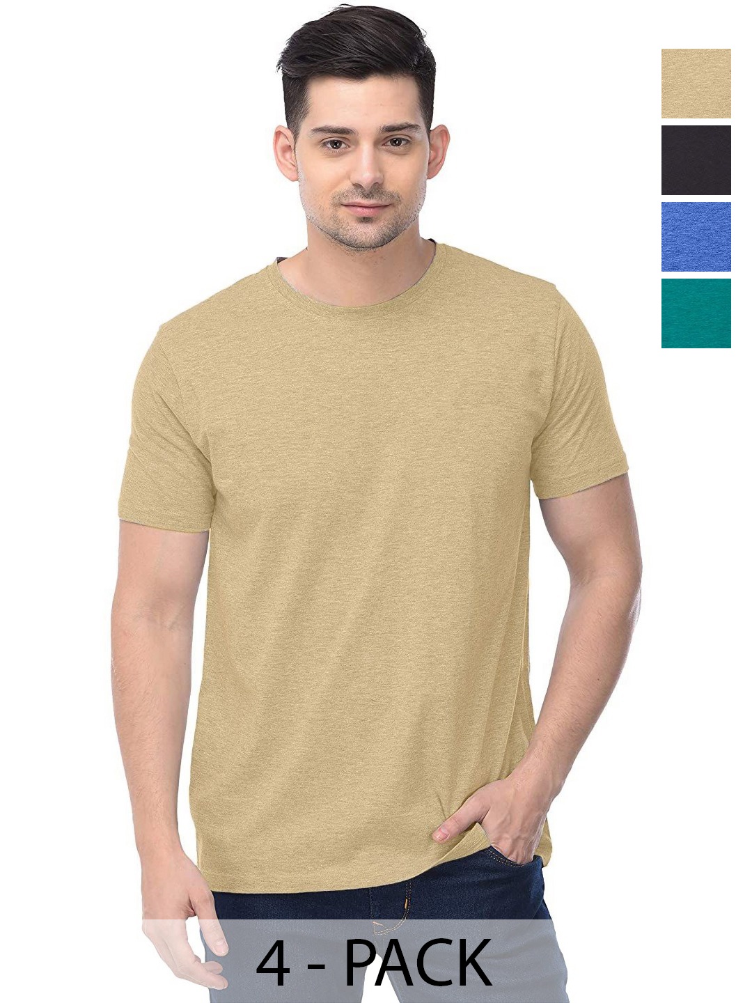 

COLOR CAPITAL Unisex Pack Of 4 Cotton T-Shirts, Na