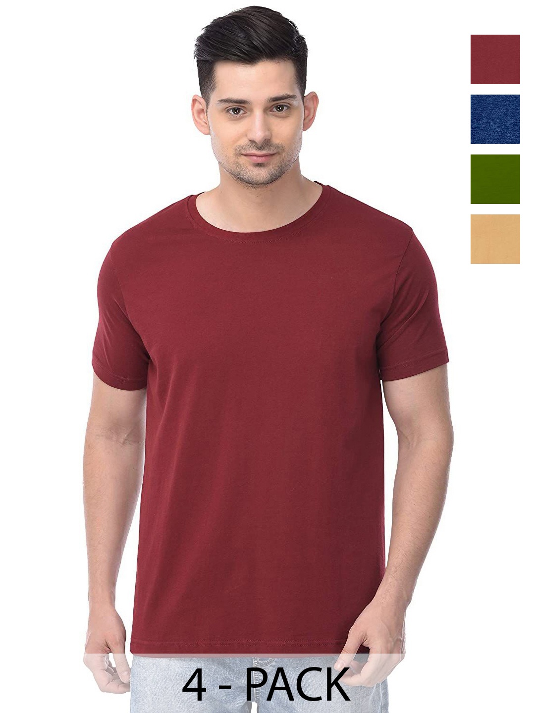 

COLOR CAPITAL Unisex Pack Of 4 Cotton T-Shirts, Na