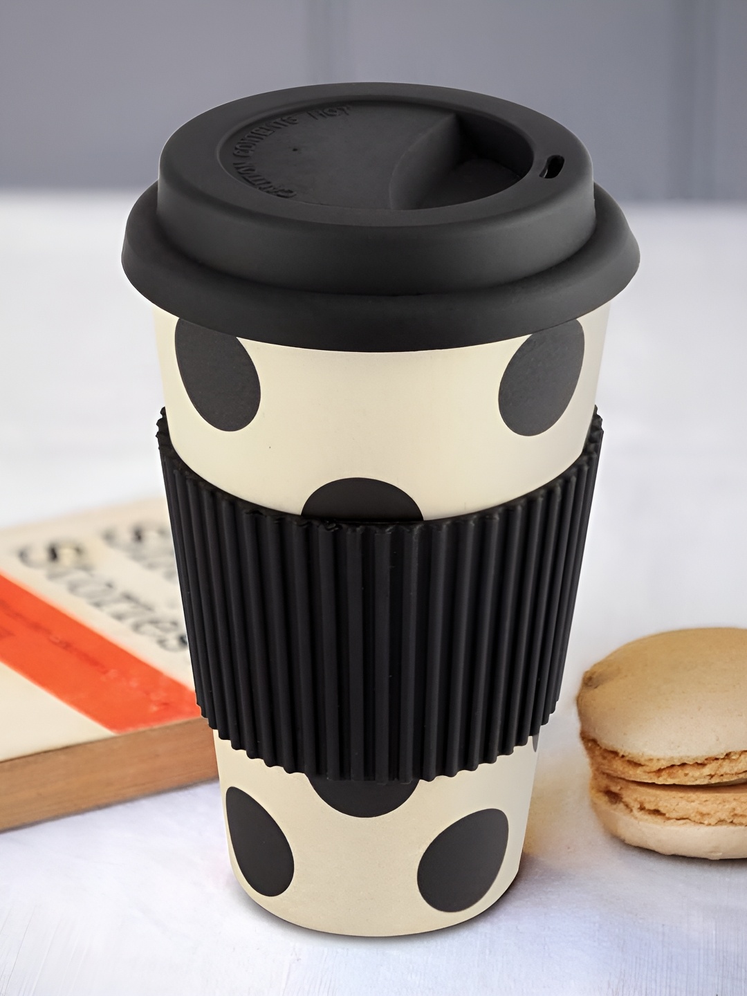 

Freelance Green & Beige 2 Pieces Bamboo Printed Travel Cups And Mugs, Black