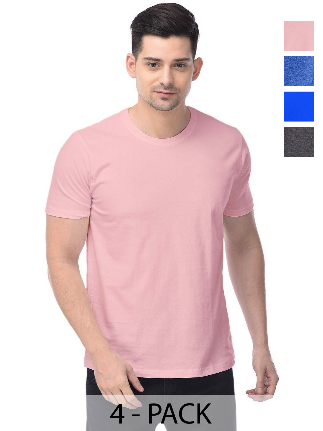 

COLOR CAPITAL Unisex Pack Of 4 Cotton T-Shirts, Peach