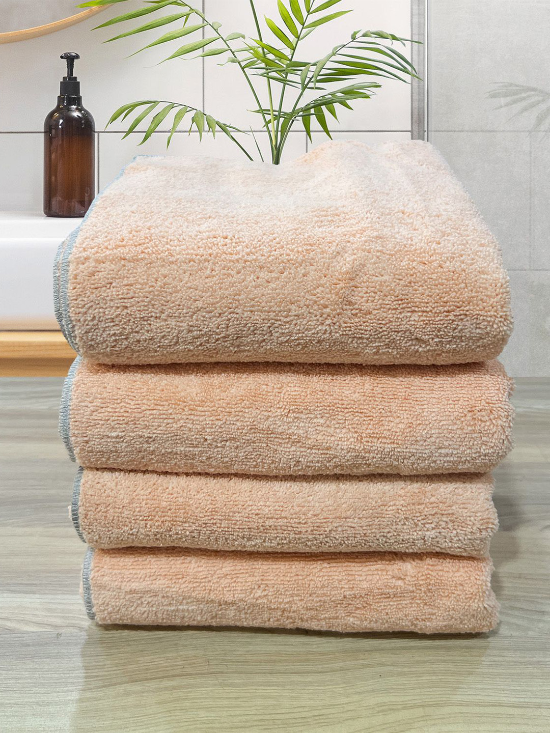 

LABHAM Peach 4 Pieces Cotton 450 GSM Bath Towel