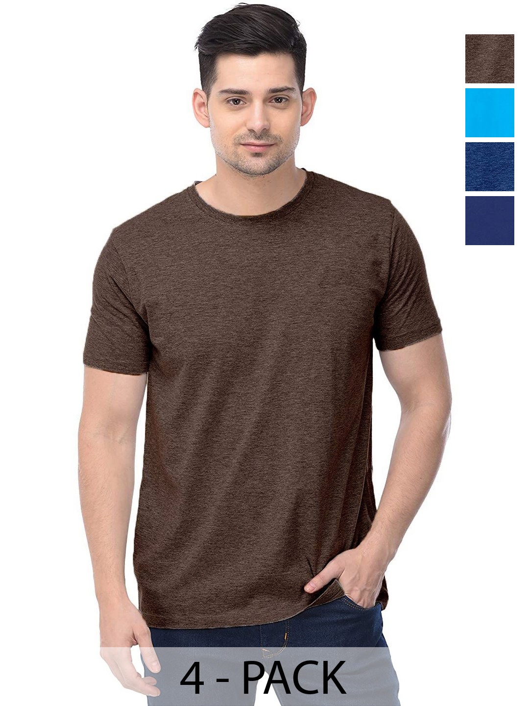 

COLOR CAPITAL Unisex Pack Of 4 Cotton T-Shirts, Na