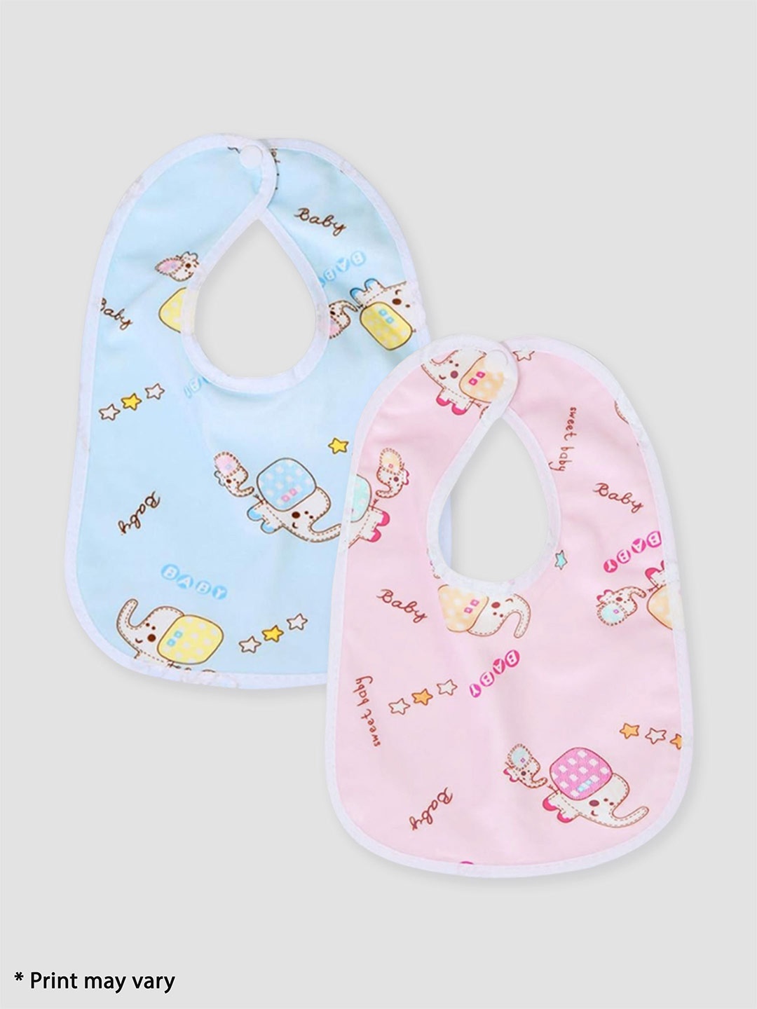 

Kidbea Infants Pack Of 2 Printed Waterproof Cotton Bibs, Blue