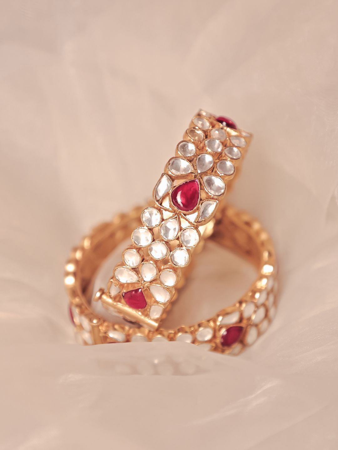 

srikala Set Of 2 Gold-Plated Stone-Studded Bangles
