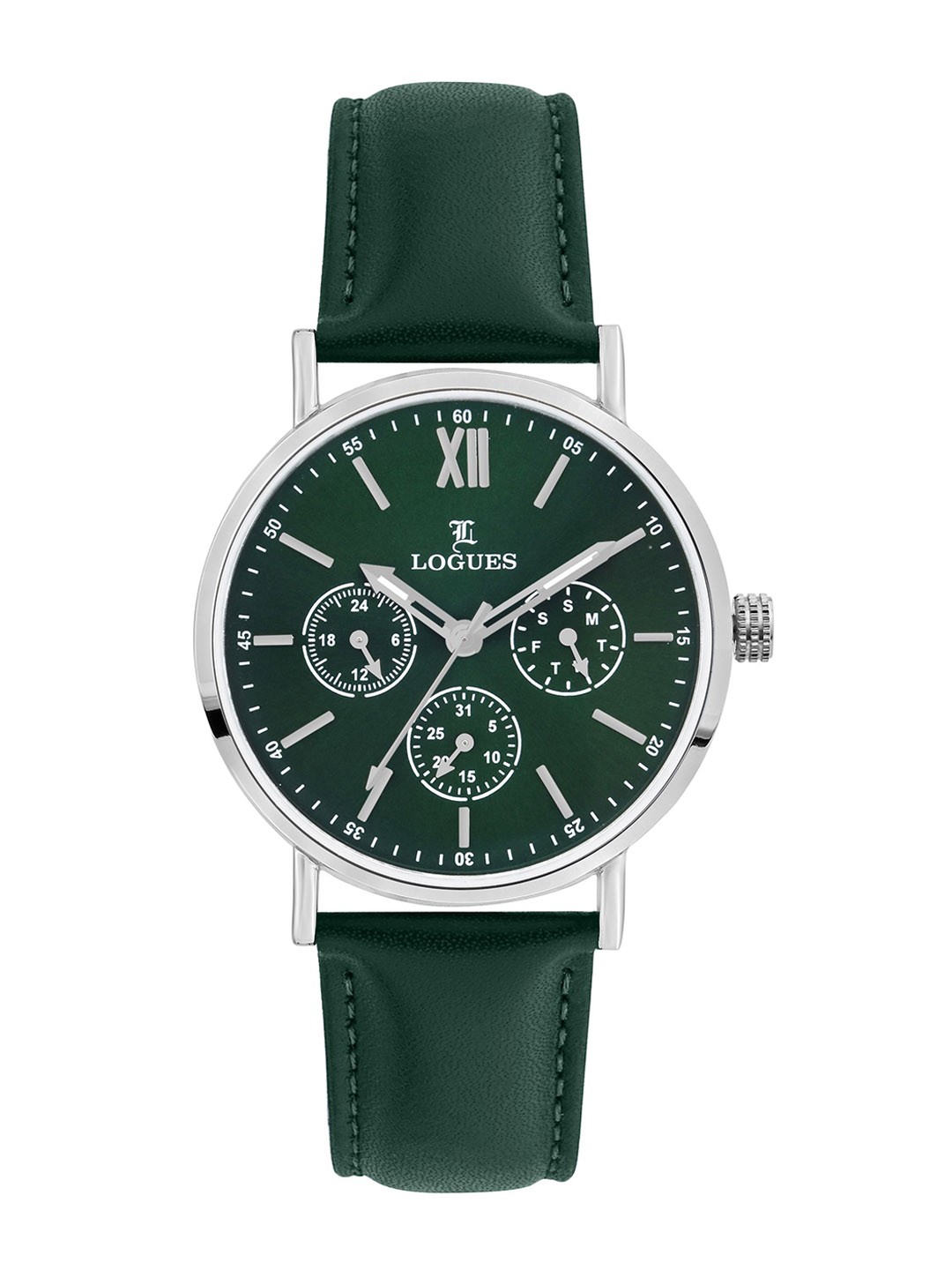 

L LOGUES Men Brass Dial & Leather Straps Analogue Watch G 1964 SL-10, Green