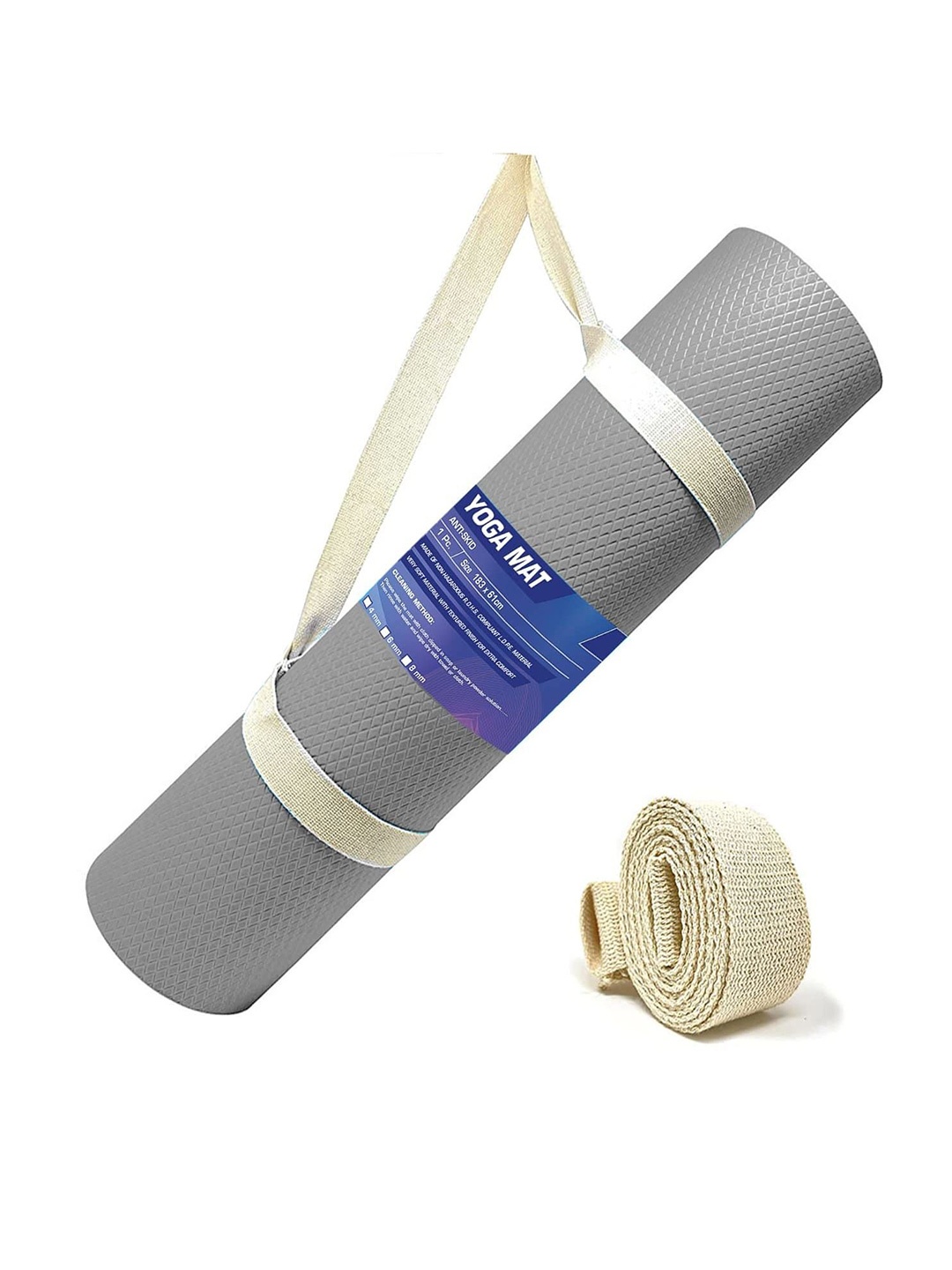 

STRAUSS Grey Anti Skid Yoga Mat With Carry Strap