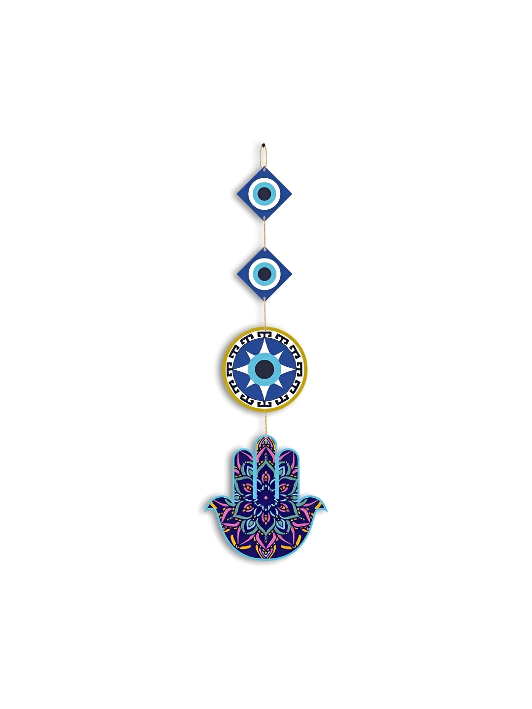 

CLAWCRAFTS Blue and White Evil Eye Wooden Wall Hanging