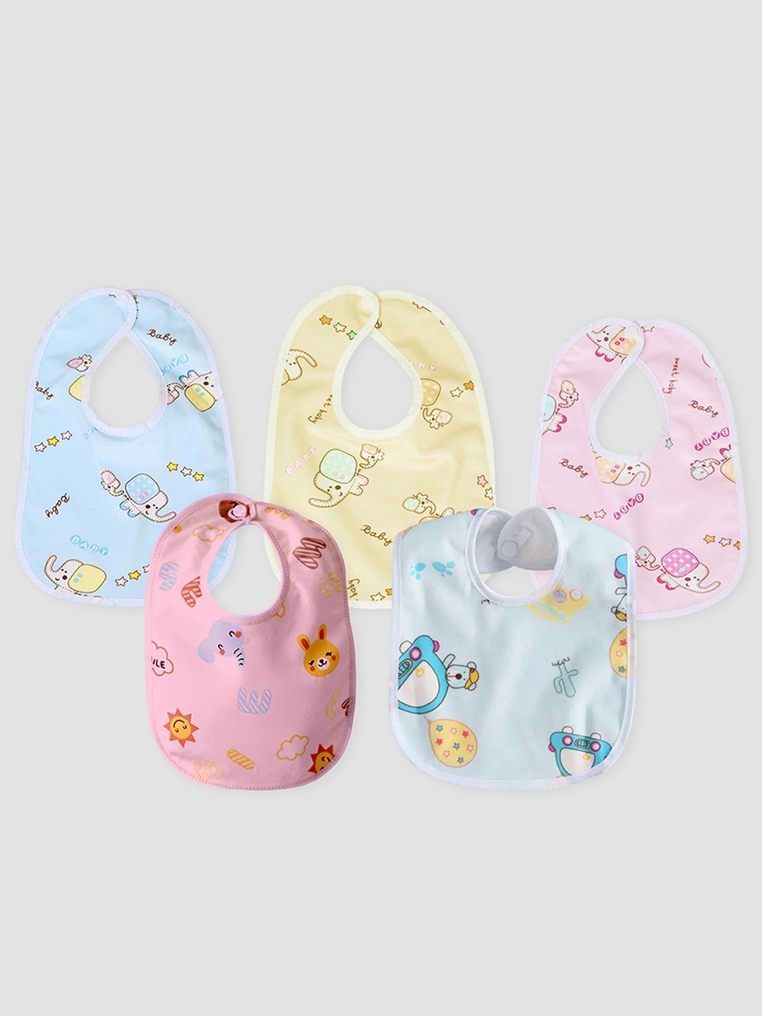 

Kidbea Infants Pack Of 5 Printed Cotton Bibs, Pink
