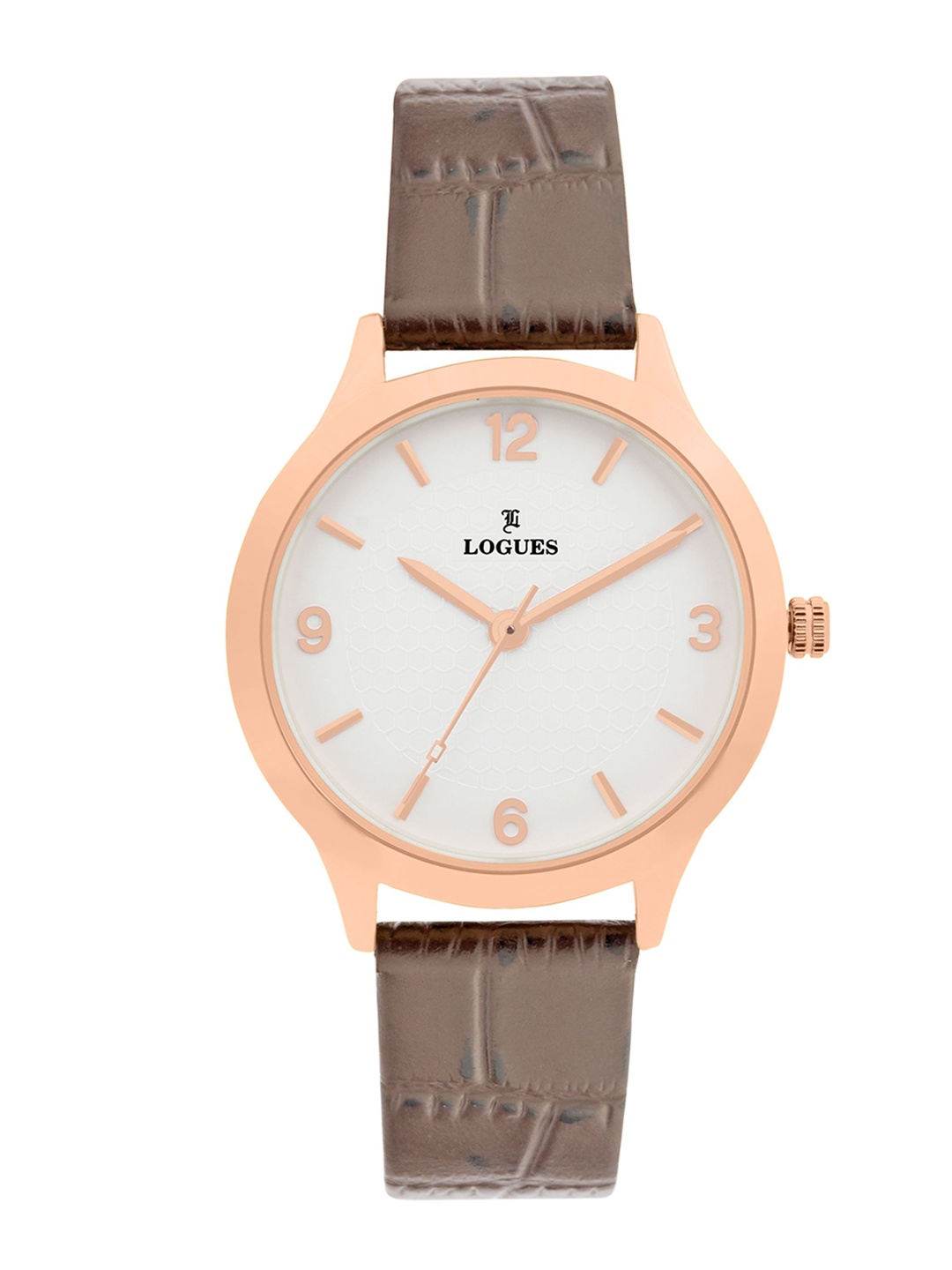 

L LOGUES Women Brass Dial & Leather Straps Analogue Watch L E-683 WL-02, Brown