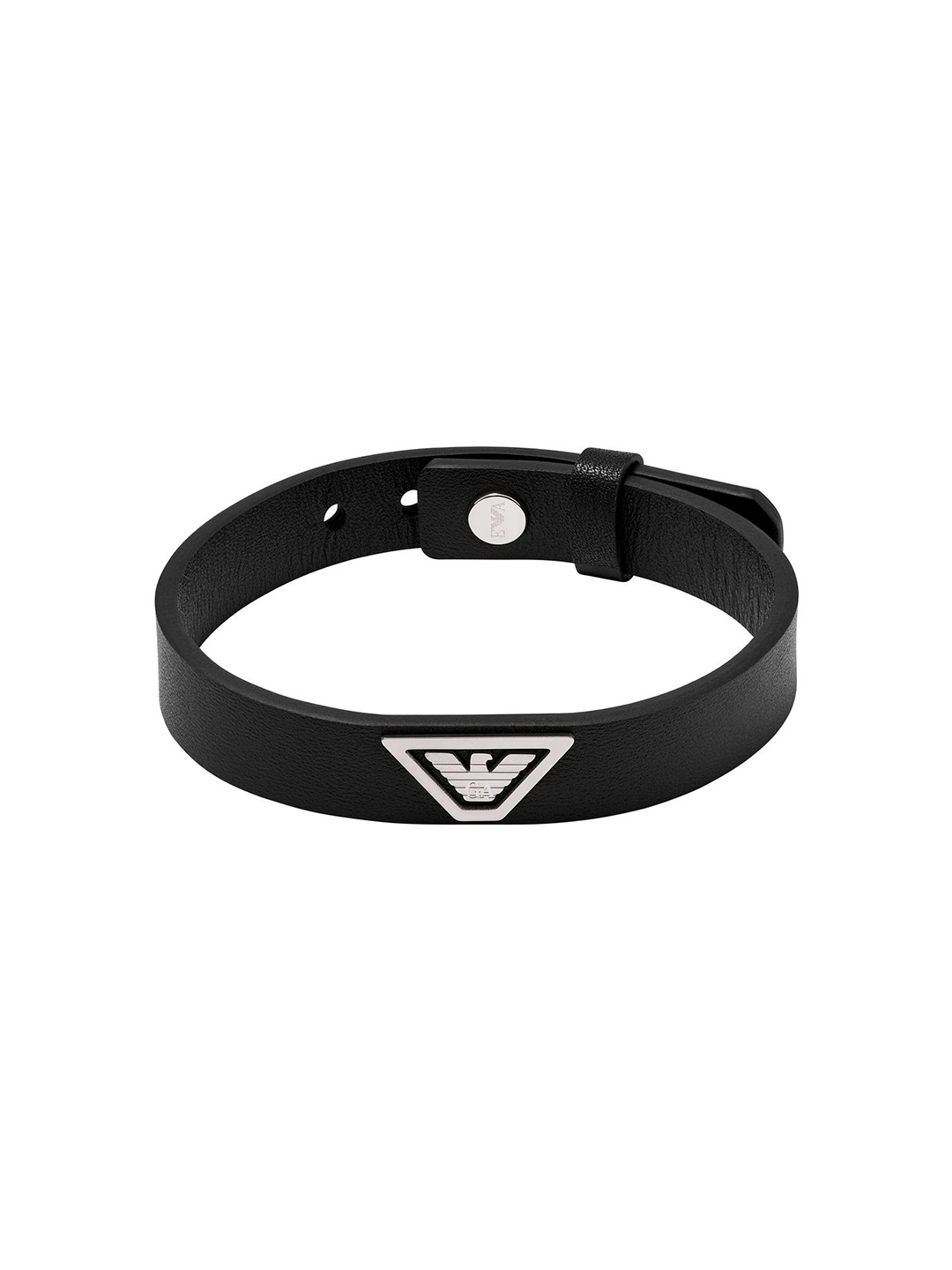 

Emporio Armani Men Leather Wraparound Bracelet, Silver