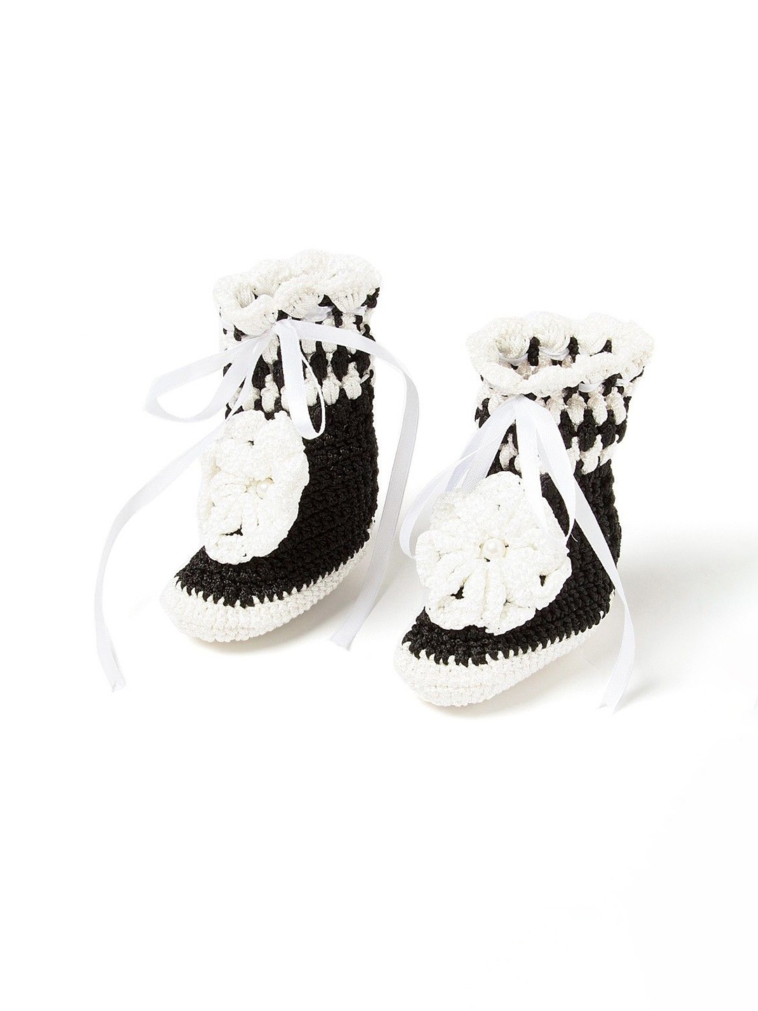 

FUNKRAFTS Kids Handmade Crochet Acrylic Booties, Black