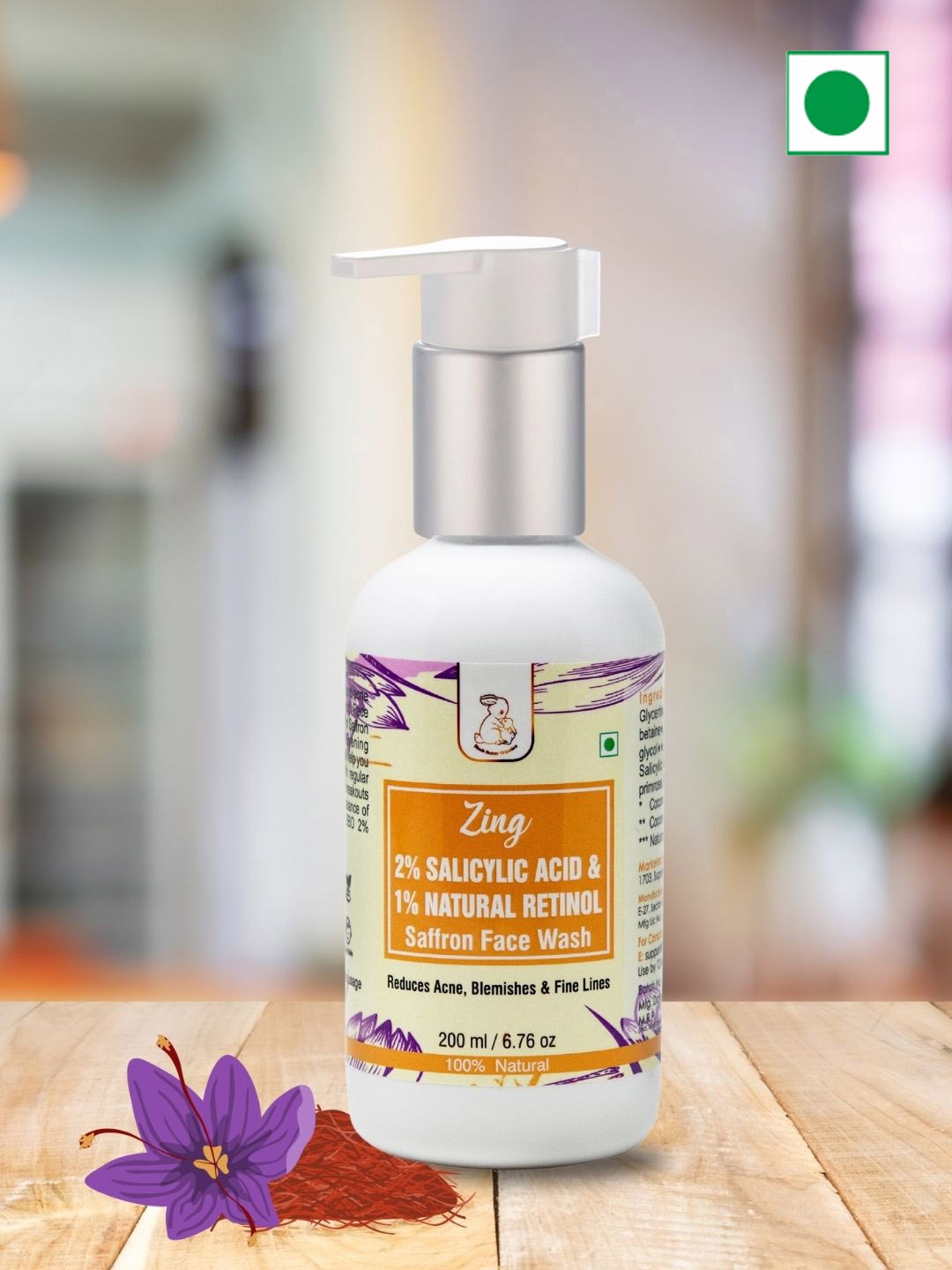 

Blush Bunny Organics Zing 2% Salicylic Saffron Face Wash-200ml, White