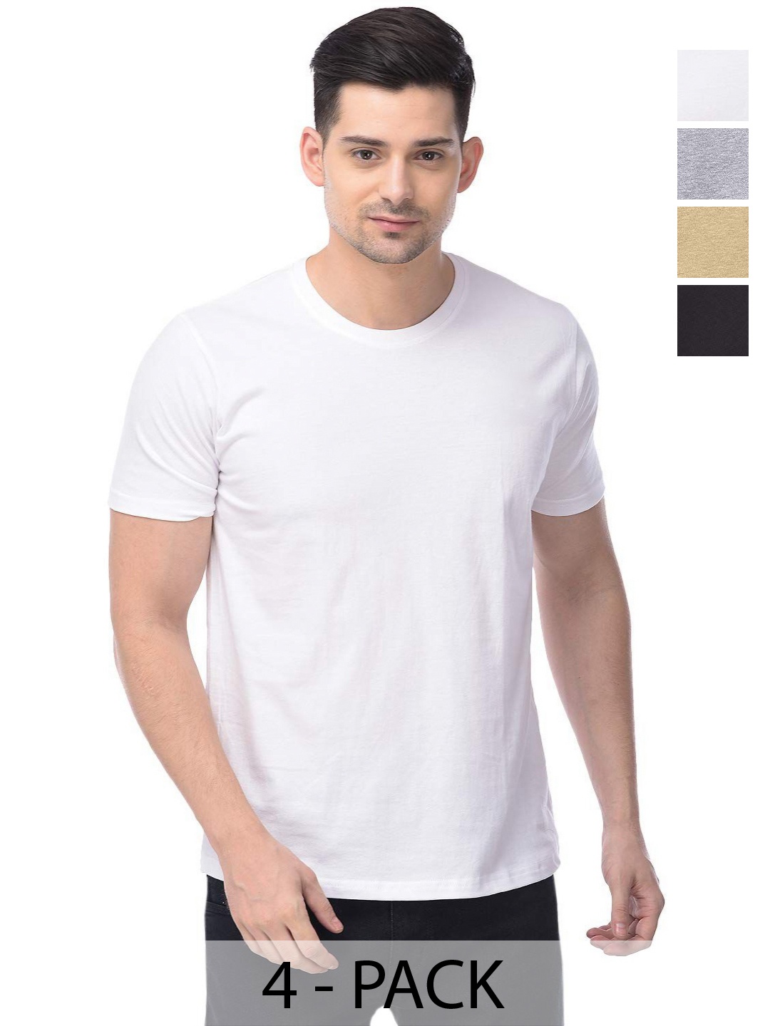 

COLOR CAPITAL Unisex Pack Of 4 Cotton T-Shirts, White