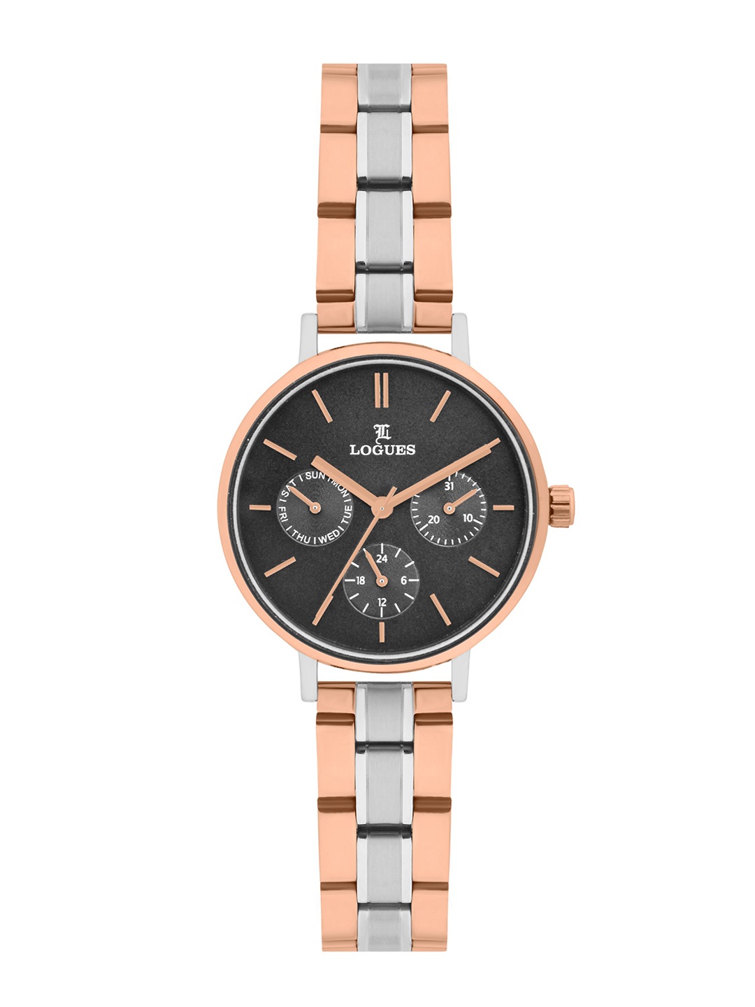 

L LOGUES Women Brass Dial & Bracelet Style Straps Analogue Watch L 1713 BWM-27, Rose gold