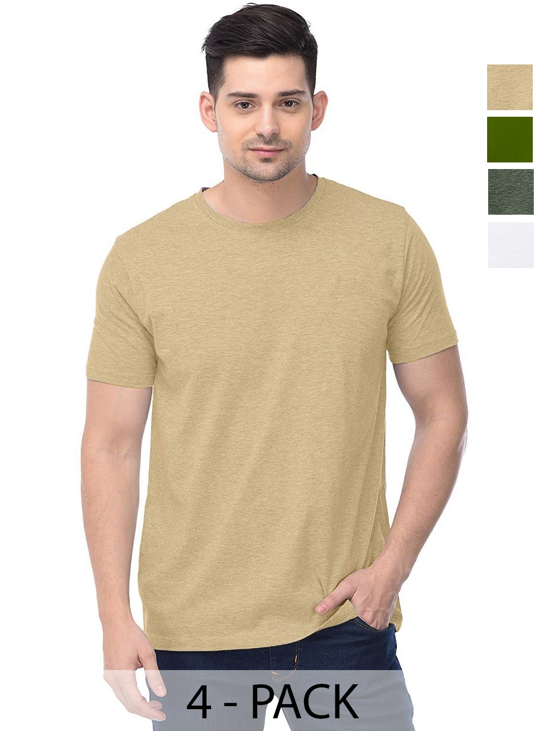 

COLOR CAPITAL Unisex Pack Of 4 Cotton T-Shirts, Na