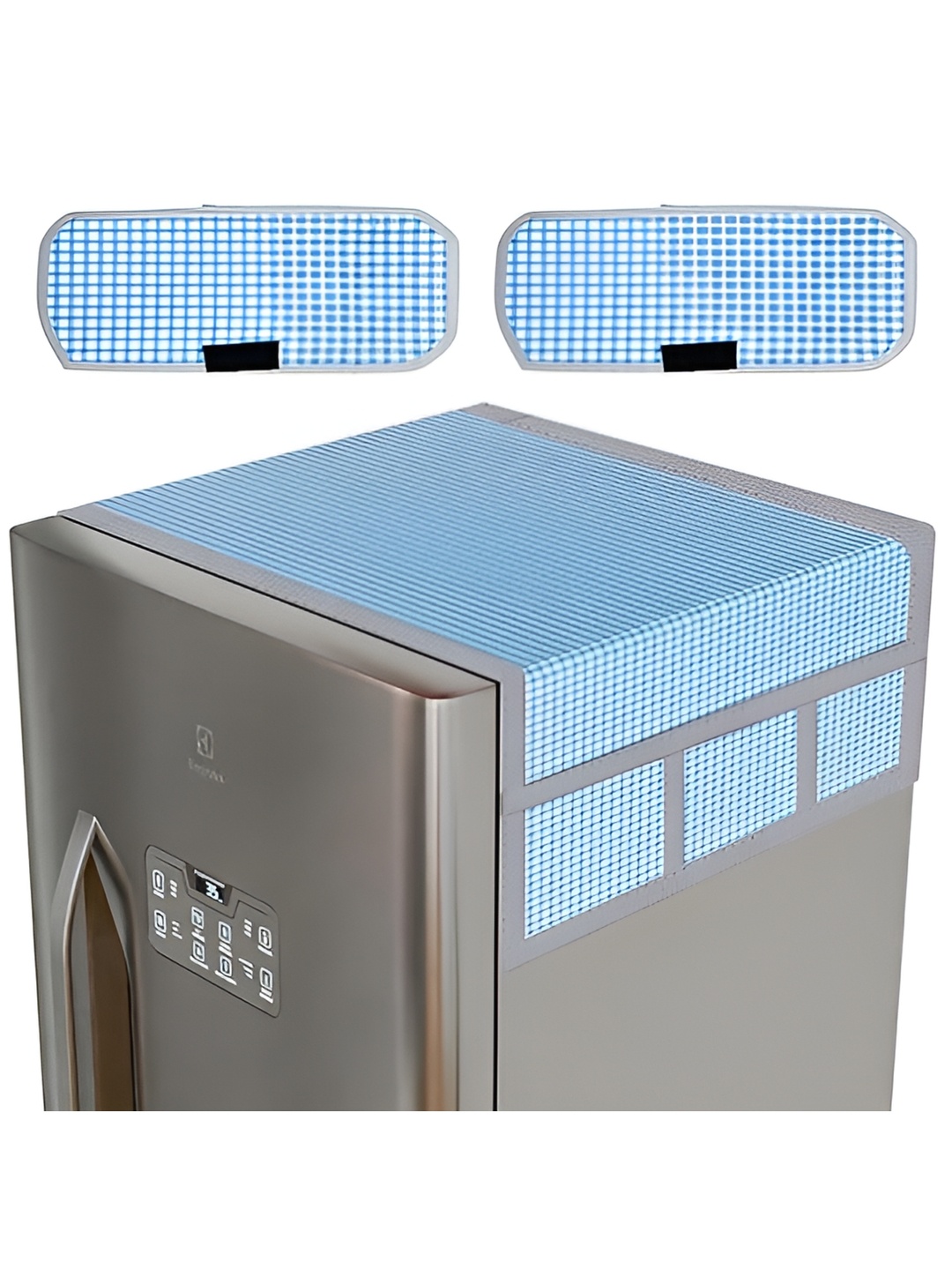 

LooMantha Blue & White 3 Pieces Checked Appliance Covers