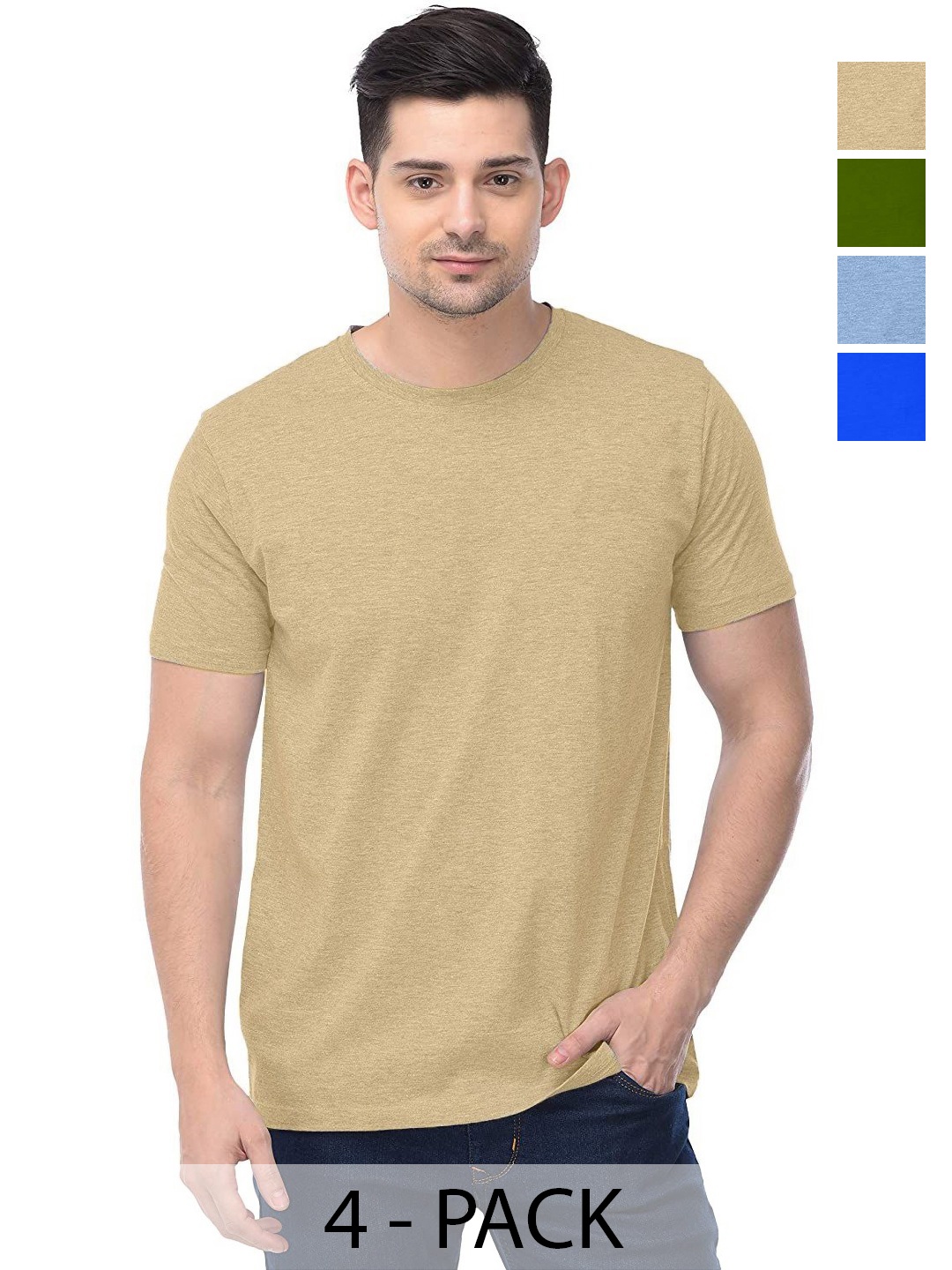 

COLOR CAPITAL Unisex Pack Of 4 Cotton T-Shirts, Na