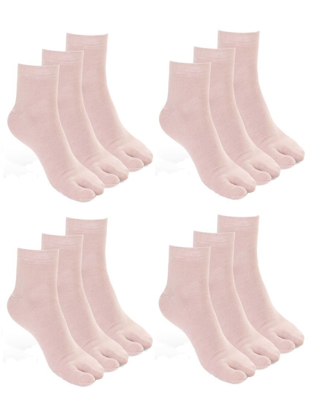 

Camey Women Pack Of 12 Ankle-Length Thumb Socks, Beige