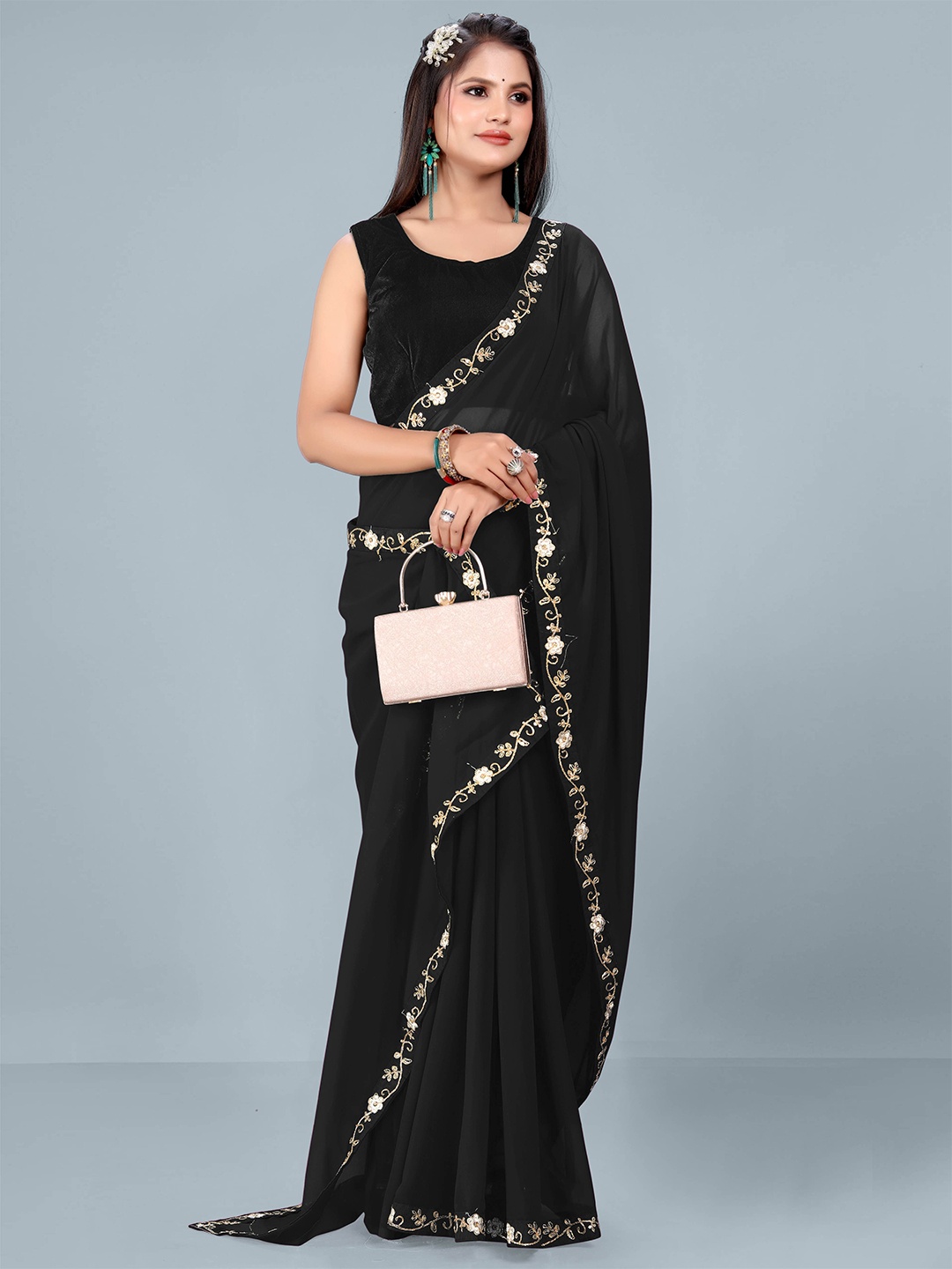 

Ashiya Fab Pure Georgette Saree, Black
