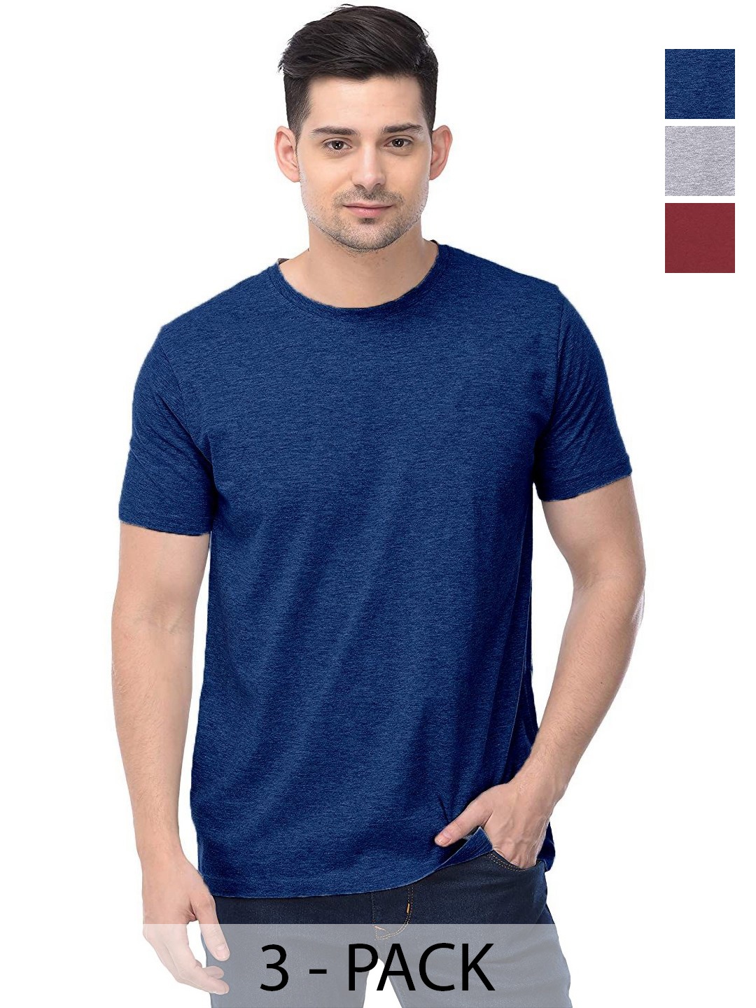 

COLOR CAPITAL Unisex Pack Of 3 Cotton T-Shirts, Na
